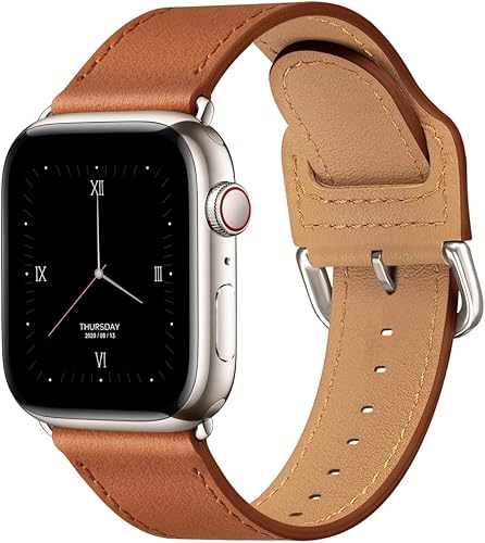 POWER PRIMACY Correas compatibles con Apple Watch Band de 1.496 in 1.575 in 1.614 in 1.654 in 1.732 in 1.772 in 1.929 in, correa de cuero de grano