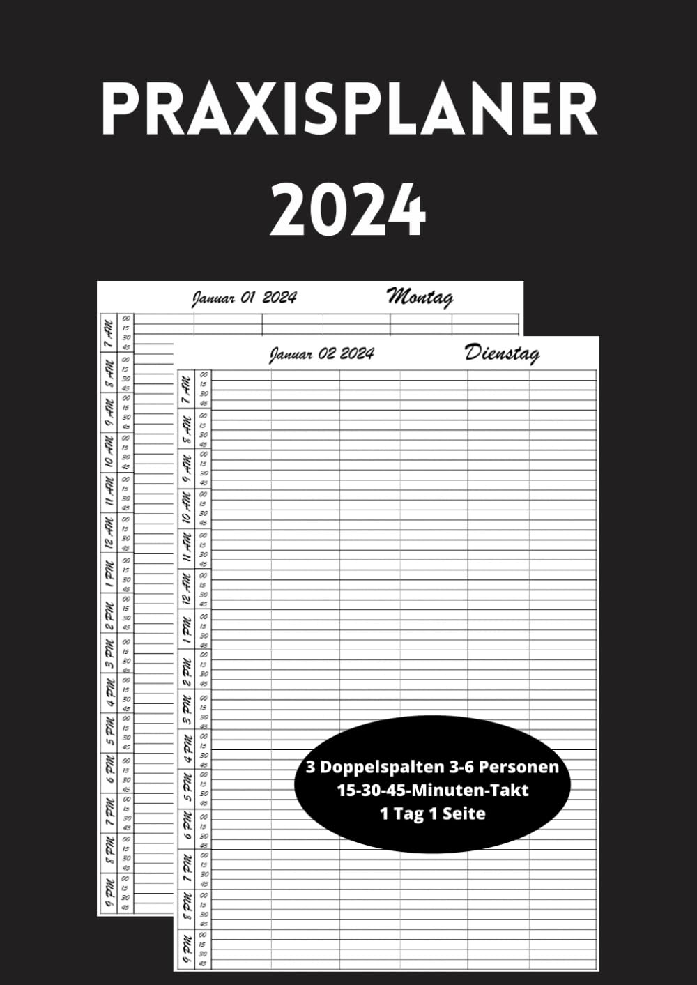  Foto zu Praxisplaner 2024: Terminplaner 2024 3 Spalten für 3-6 Personen, 1 Tag 