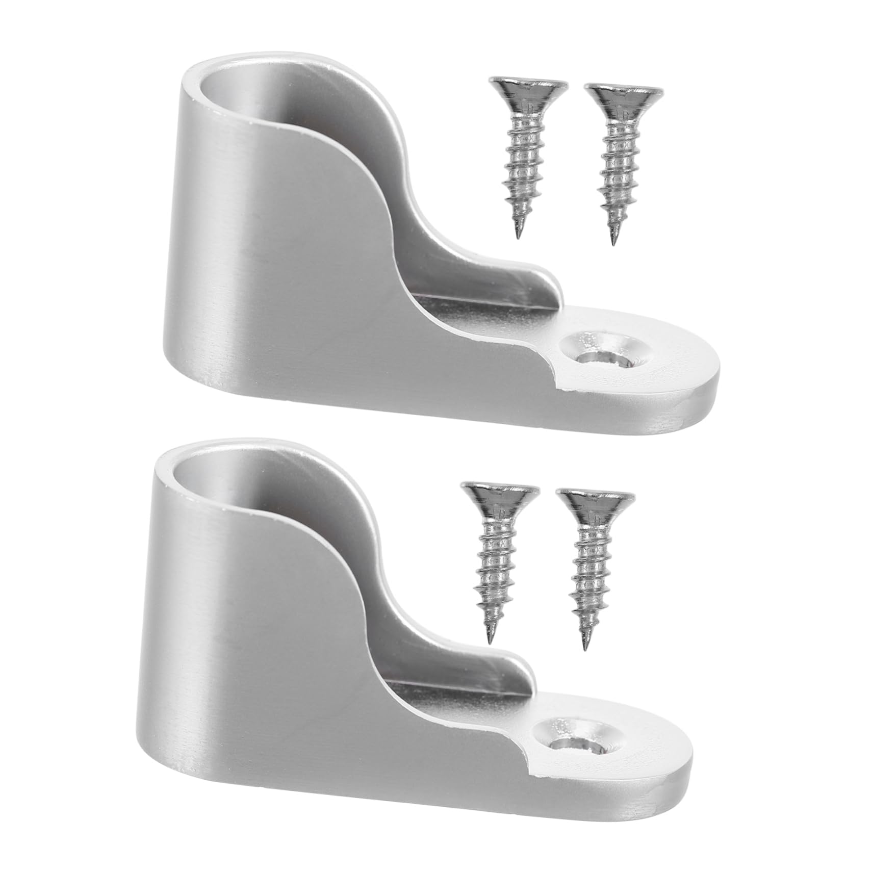 JECOMPRIS 2Pcs Closet Pole Socket Brackets Support Base for Clothes Rail Easy Installation for Wardrobe Bathroom Use Silver Finish Heavy Duty Design