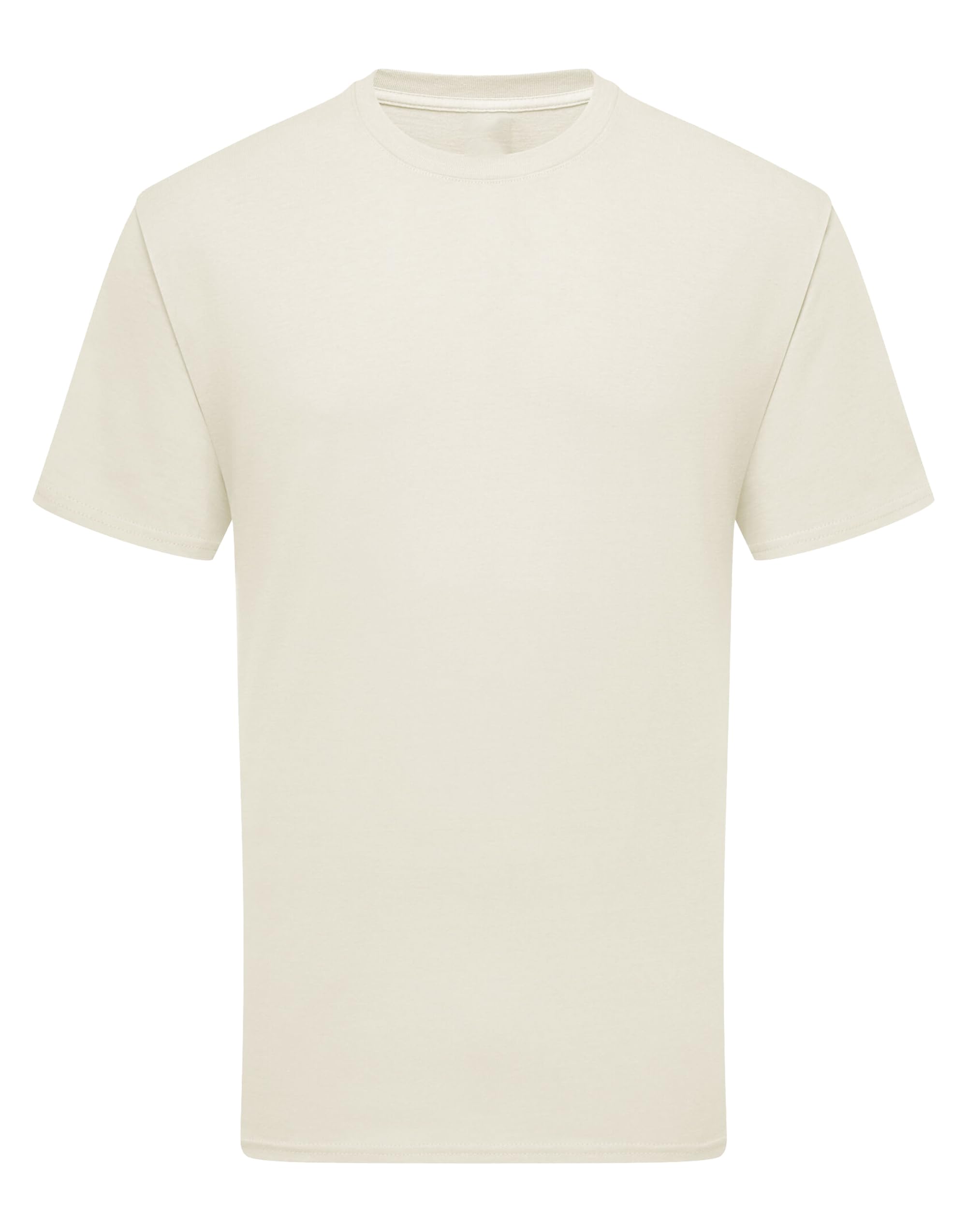 COOZO Men's Classic Blank Ringspun Premium Crew Neck Short Sleeve T-Shirt - Natural - L