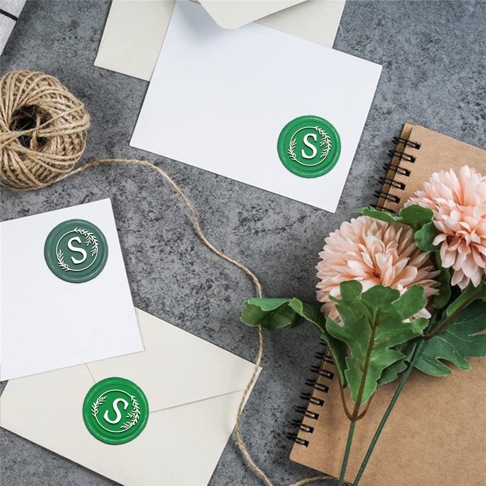 CRASPIRE Initial S Wax Seal Stamp Olive Branch Sealing Wax Stamps 30mm Retro Vintage Removable Brass Stamp Head with Wood Handle for Invitations Cards Gift Wrapping - Image 4