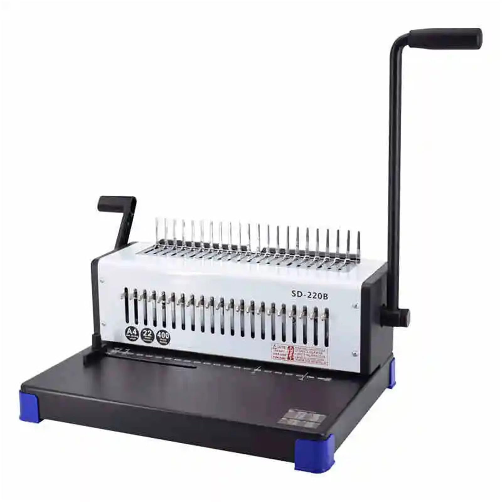 Lochbindemaschine SD-220B, manuelle Bindemaschine, 21-Loch-Gummiringe, 10-Loch-Klammerstreifen, Bürodokumente Büro- und Schulnutzung