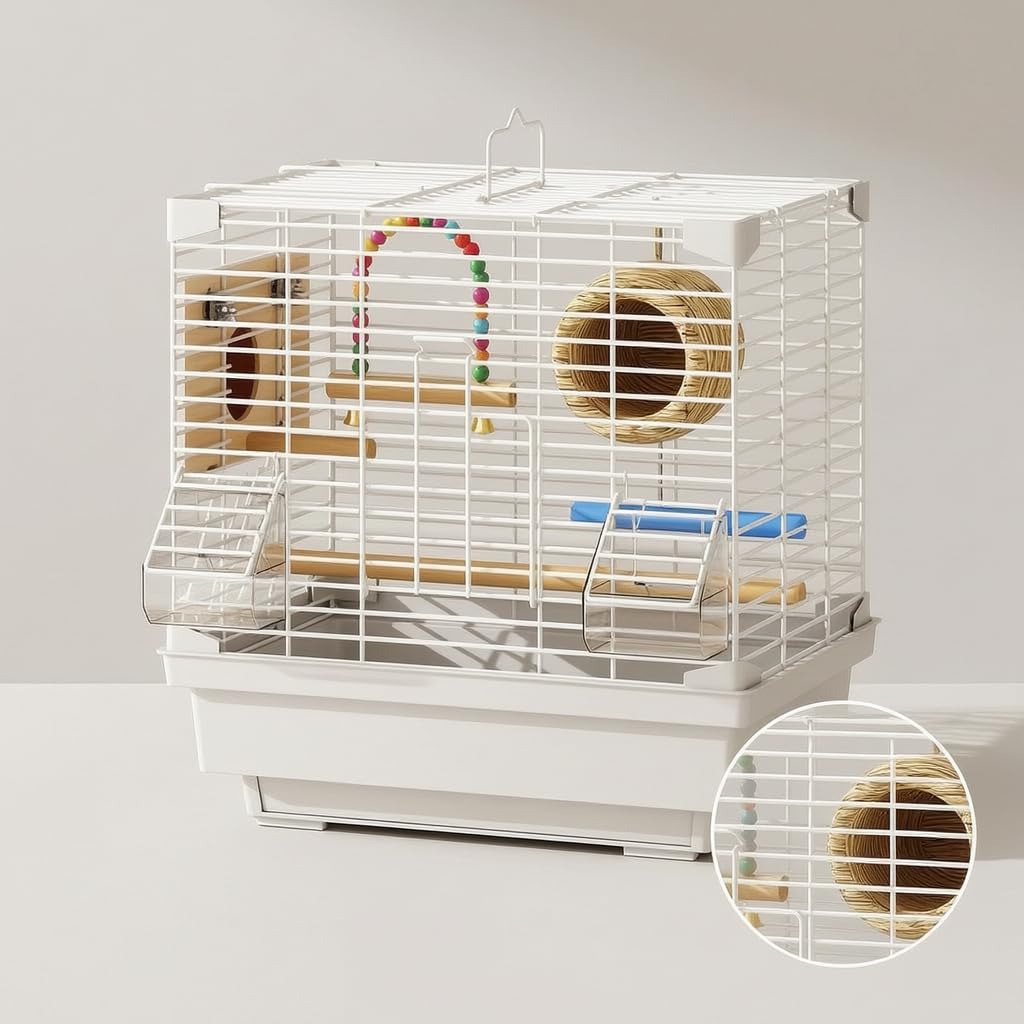 Voliera per Uccelli e Pappagalli, Voliera Panoramica in Metallo con Accessori, gabbia per gatti, Bianco, style to 4, Bianco