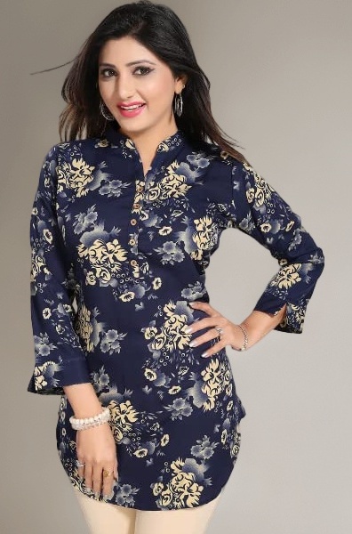 Women's Polyester Crepe Short Tunic Top | short kurti for jeans for women |kurti tops | short kurti | short kurti for women | short kurti for girls