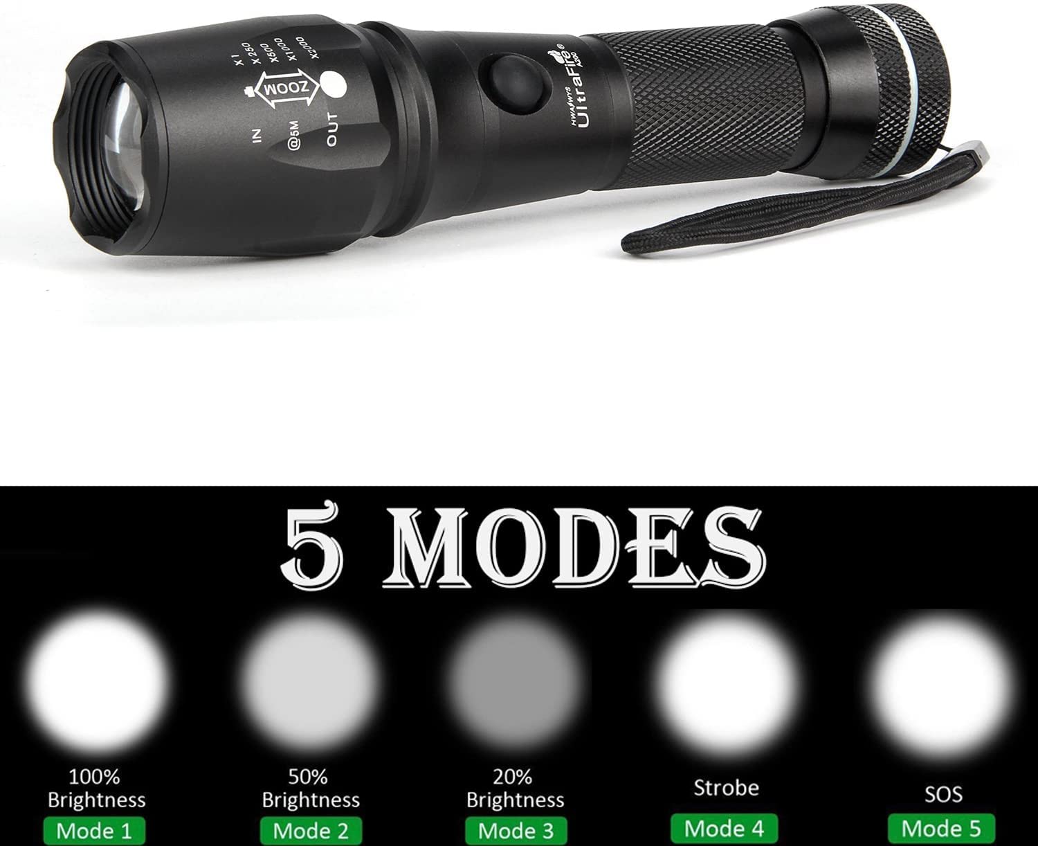 ULTRAFIRE 16-Inch Traffic Wand Flashlight - 980 Lumens, 5 Modes, Adjustable Focus, Magnetic Base, Orange Finish For Safety & Signaling - View #7