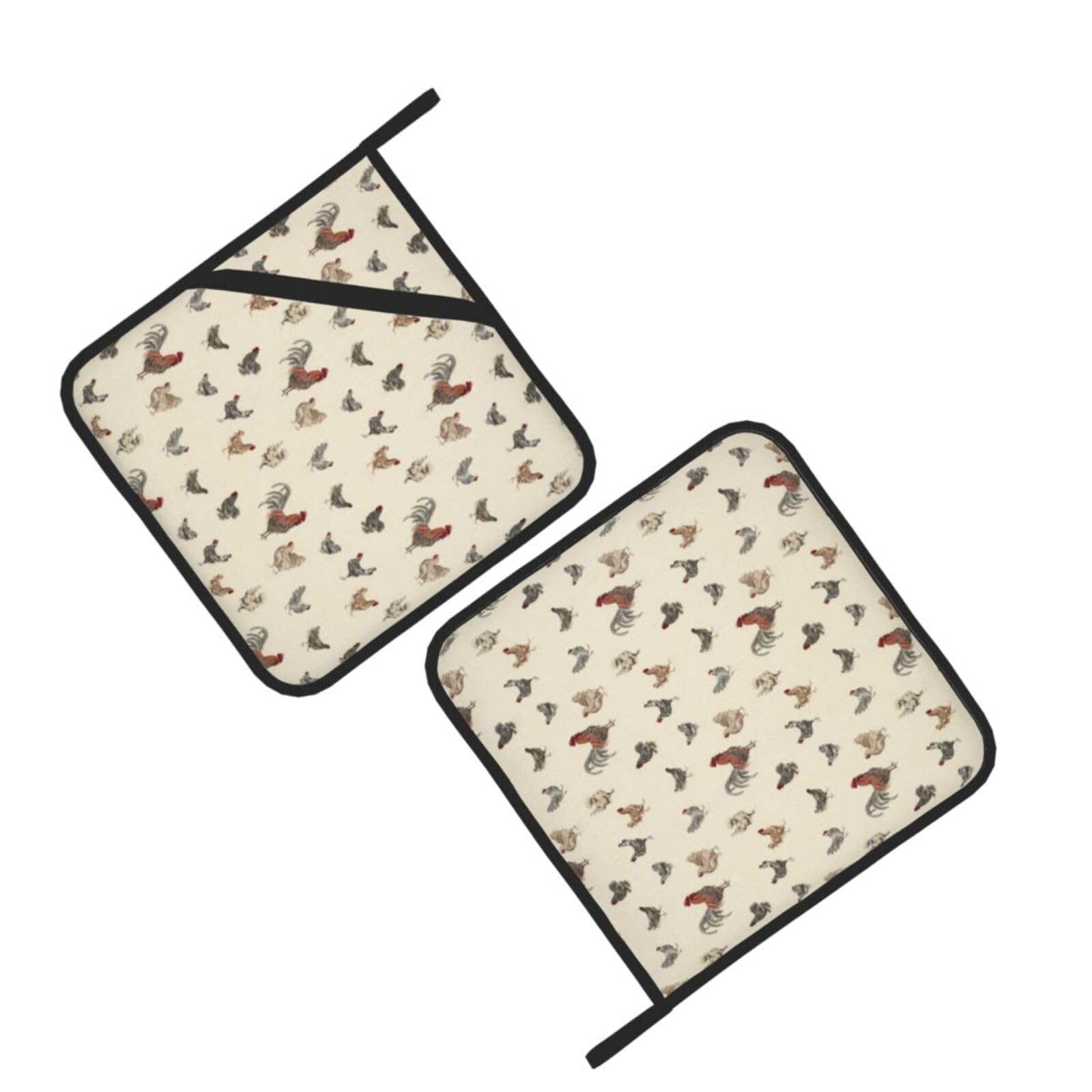 Art Chicken Animal Painting Printed Oven Pot Holders Set of 2 Pcs Heat Resistant Kitchen Microwave Potholders for Cooking Baking Grilling