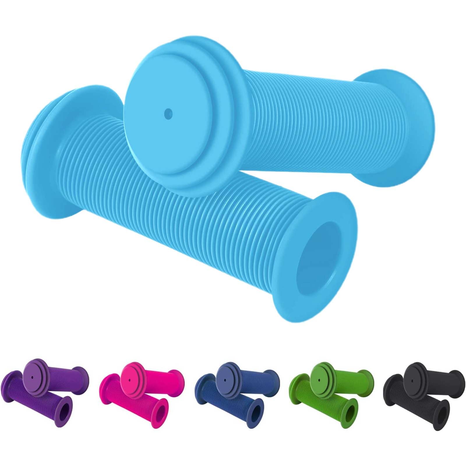 Soft Non-Slip Children's Cycling Grips - Universal Blue Rubber Handle Cover for Kids Boys Girls, 100mm x 22mm