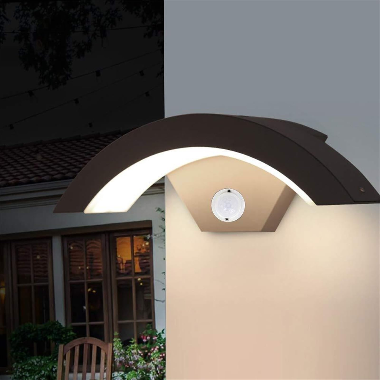 HELCEKOU LED 12 W Outdoor Wall Light with Motion Sensor Warm White Aluminium Lamp IP65 Splashproof