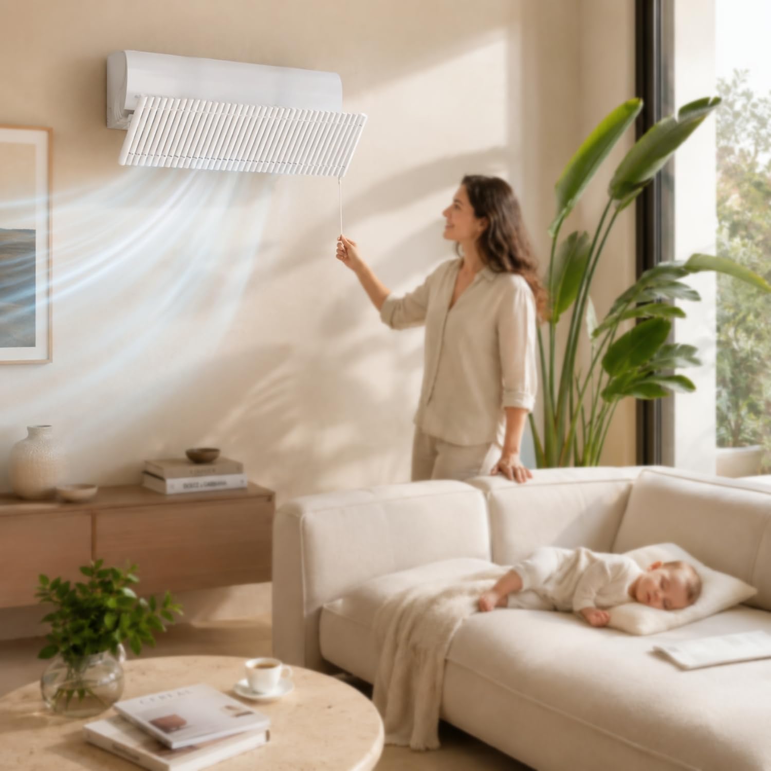 Deflettore Condizionatore Regolabile 90cm con Alette in Alluminio | Deviatore Aria Condizionatore Regolabile, Anti Soffiaggio Diretto per Casa Ufficio Camera, Senza Fori, Split 70-100cm