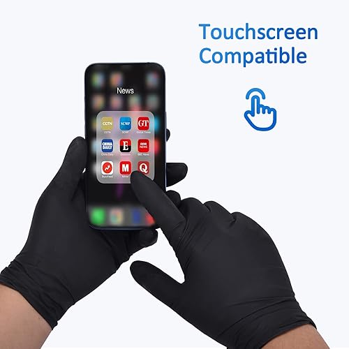 Miniatura 9 de Schneider Nitrile Exam Gloves, Black, 4 mil, Latex-Free, Disposable Gloves for Medical, Cleaning & Food Prep, Powder-Free