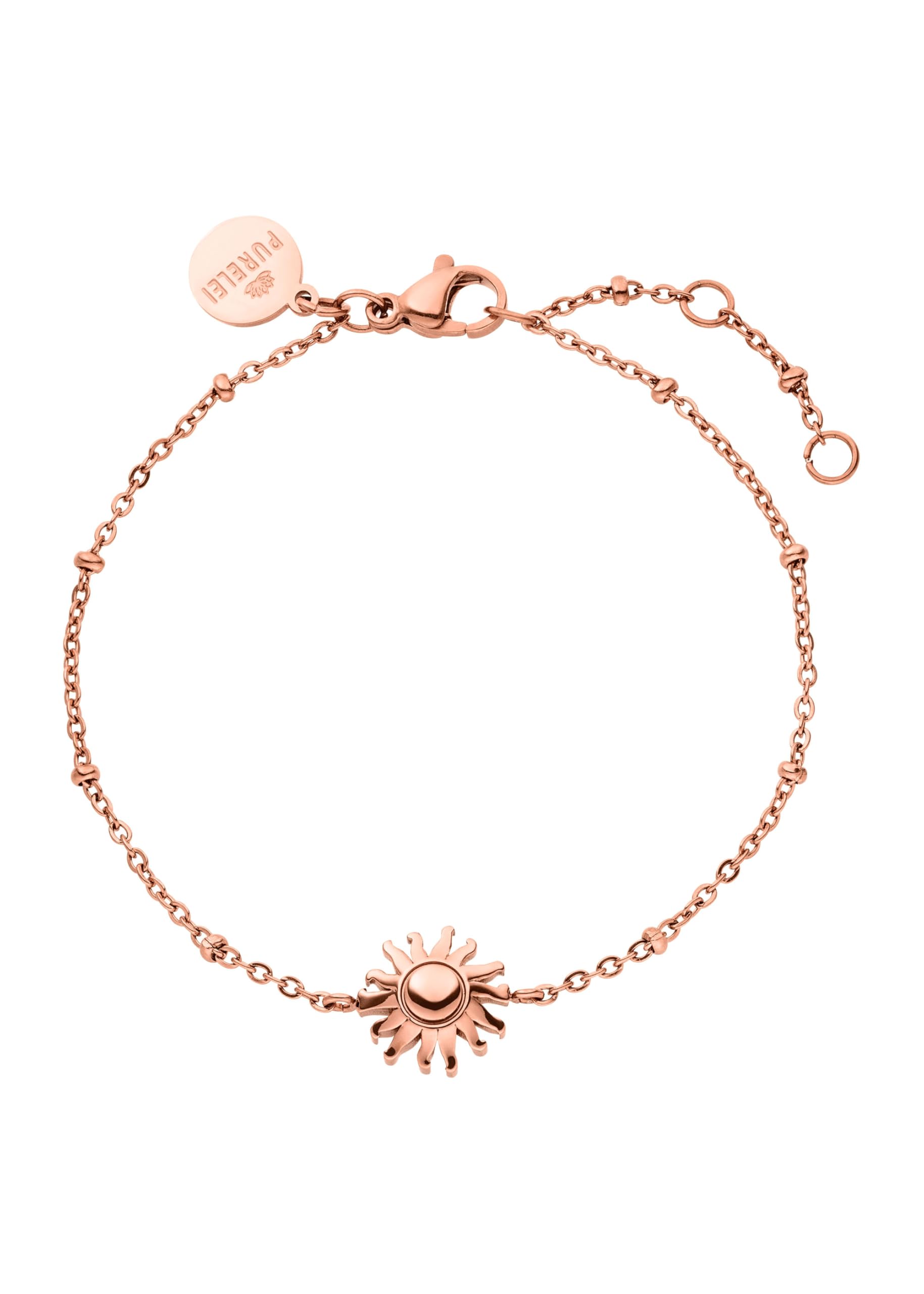 Purelei Elegantes Armband mit Sonnen-Anhänger – Edelstahl in Gold, Silber & Roségold, verstellbar - Frauenarmband - Bracelet