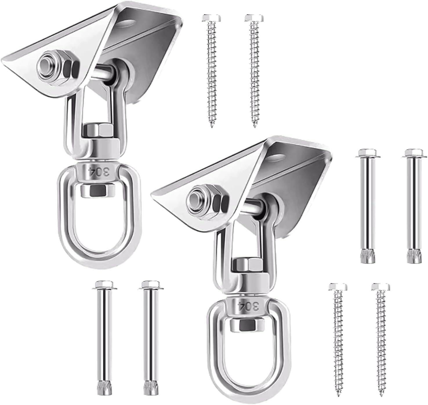VGGBNG Hammock Hooks?Swing Hooks Heavy Duty? Swing Hook Stainless Steel 360°Swivel Swing Hooks 2 Pack Heavy Duty Swing Hangers Swing Hardware for Hammock Chair Yoga Silk