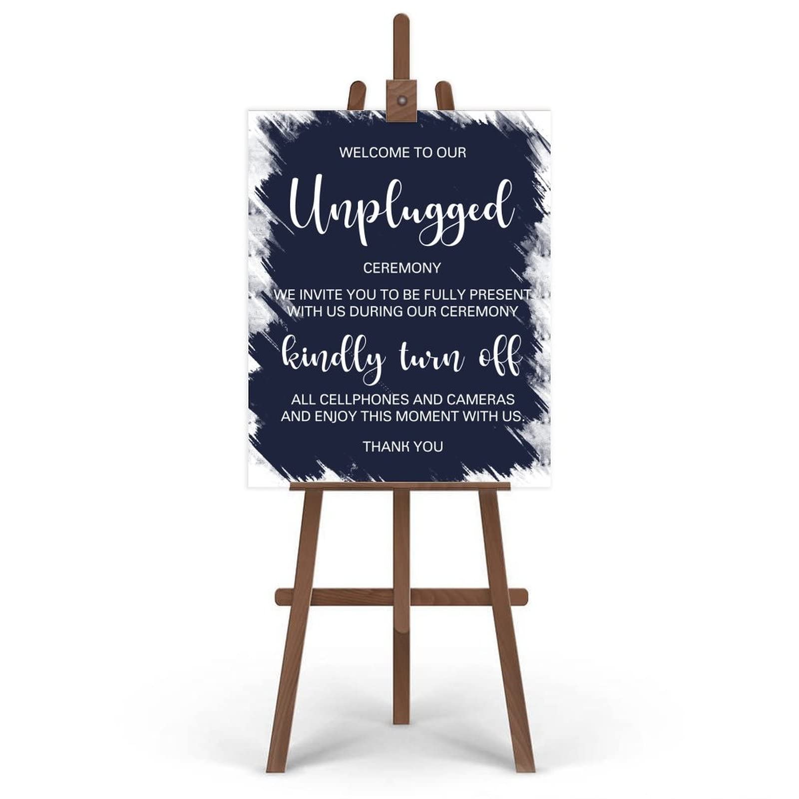Niestandardowa nazwa 'Welcome to Our Unplugged Ceremony Sign Dostosowany do Twoich imion i dat Nowoczesny minimalistyczny znak powitalny na ślub spersonalizowany znak powitalny ślubny powitalny 50 cm x 76 cm