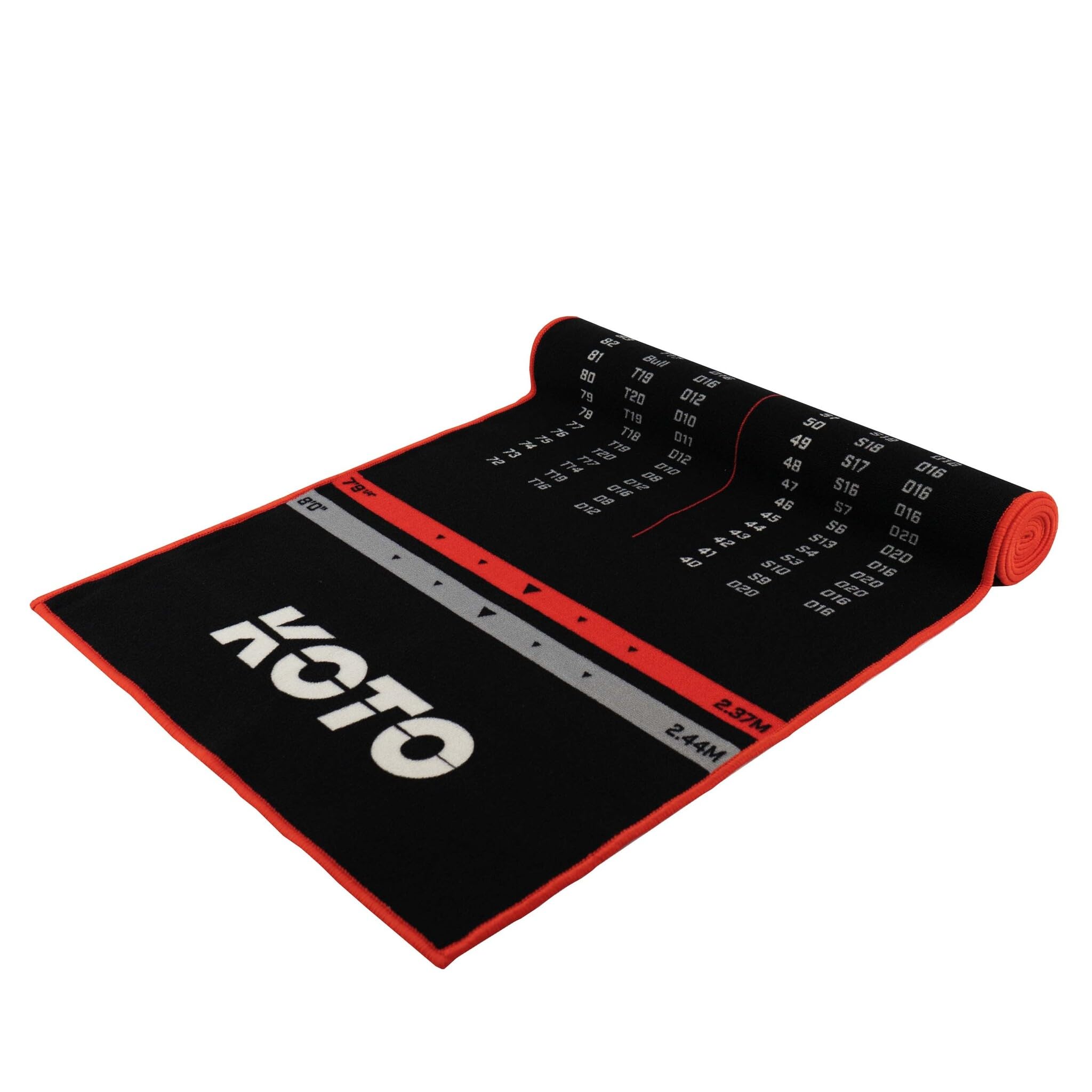 KOTO - Tapis de Fléchettes Carpet Checkout, 285 x 80 cm, avec Oche, Tapis Dart avec Indicateur de Score, Base Antidérapante