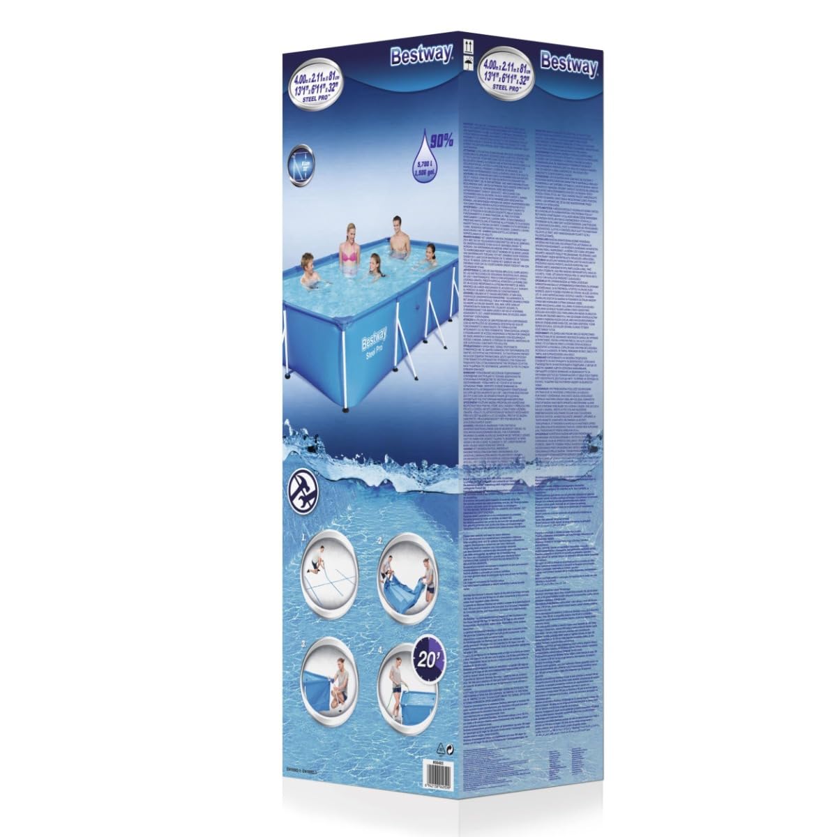 Bestway 56405 Piscina Fuori Terra Steel Pro Rettangolare da 400x211x81 cm