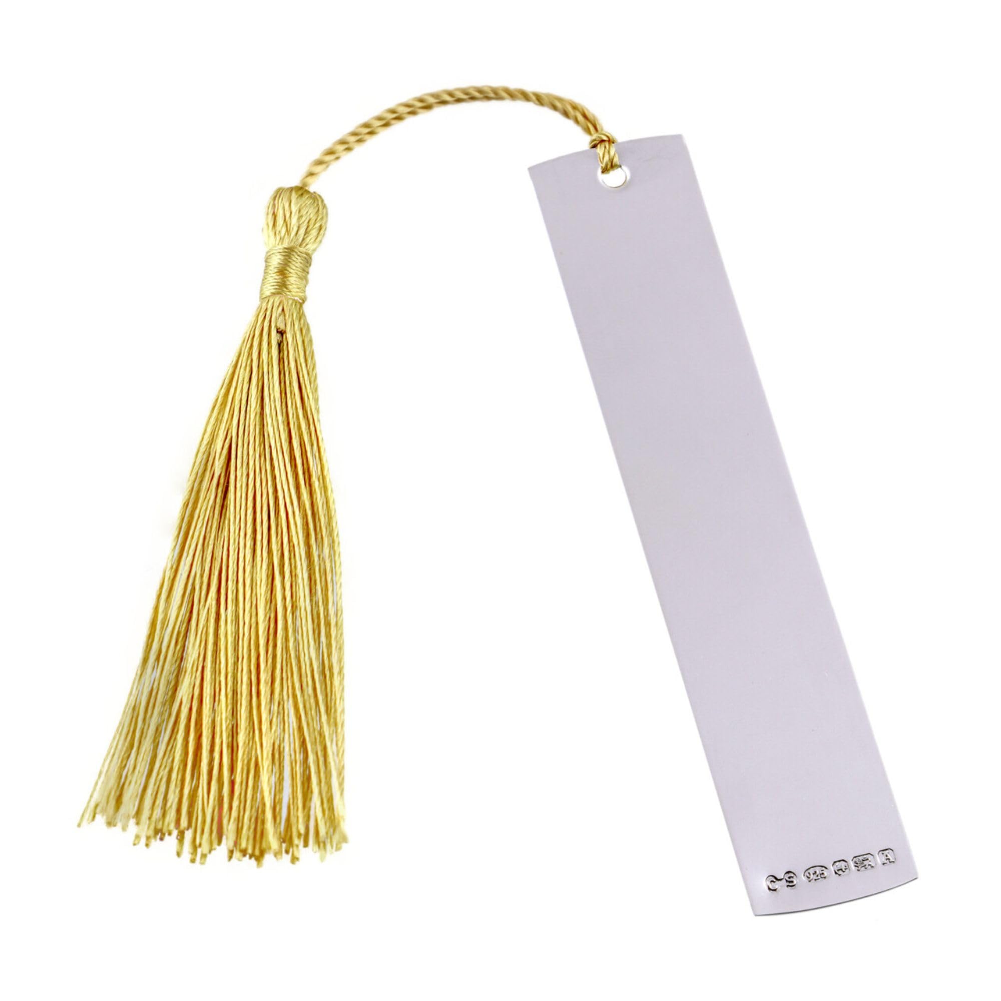 Cators Sterling Silver Bookmark - .925 Sterling Silver Bookmarks for Women & Men with 3X Coloured Tassels (Gold, Pink, Blue) & Small Polishing Cloth, 0.5mm Thick (Large (100x20mm))