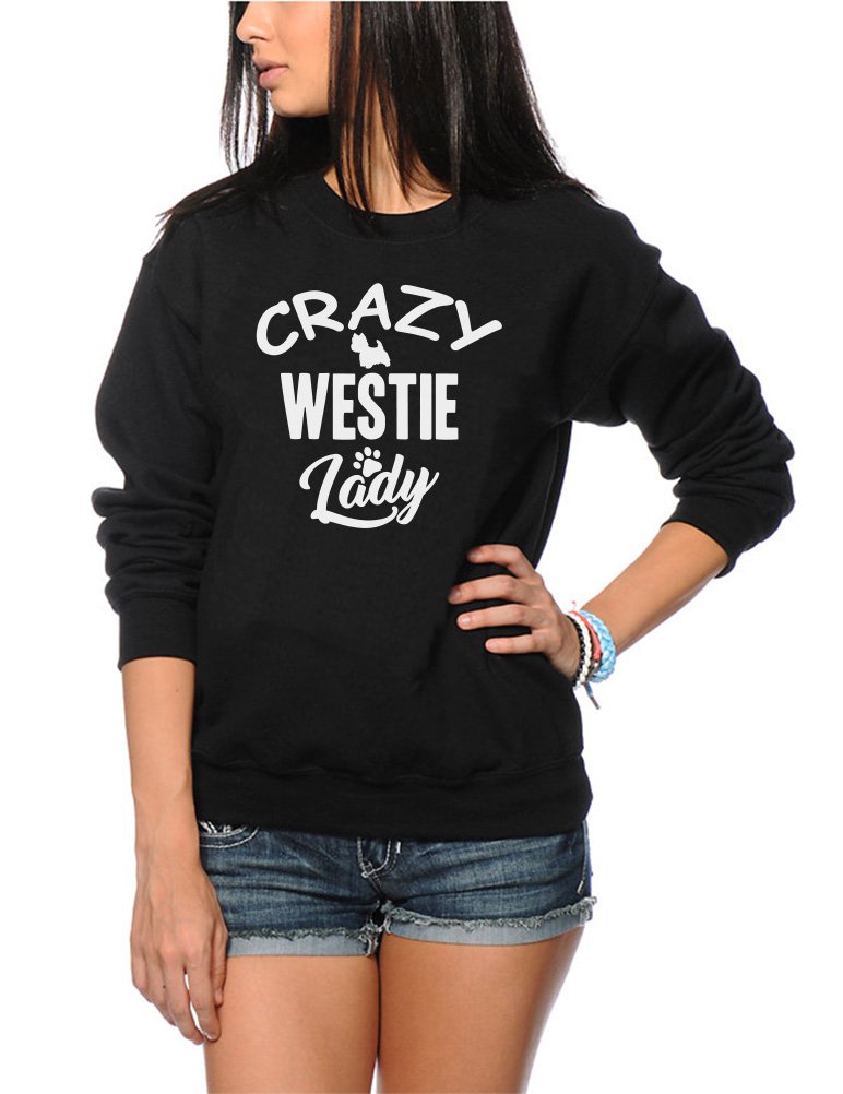 Hotscamp Women's Black Crazy Westie Lady Sweatshirt - Medium