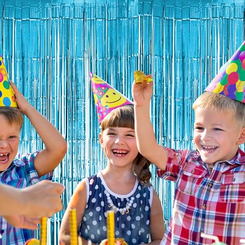 Image of 10 Pack Light Blue Fringe Backdrop Curtains, Light Blue Streamers Party Backdrop, Christmas Decorations, New Year Decorations, White Party Decorations Supplies For Birthday, Holidays, Parties & More