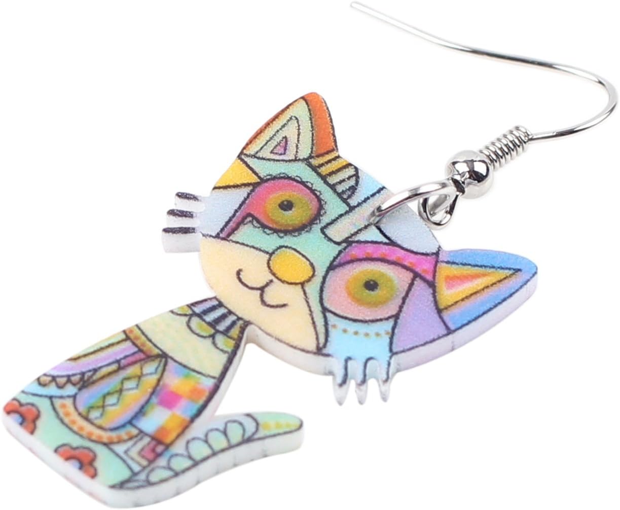 Acrylic Drop Cat Earrings Pets Funny Design 7 Color Lovely Gift For Girl Women By The Bonsny - Image 3