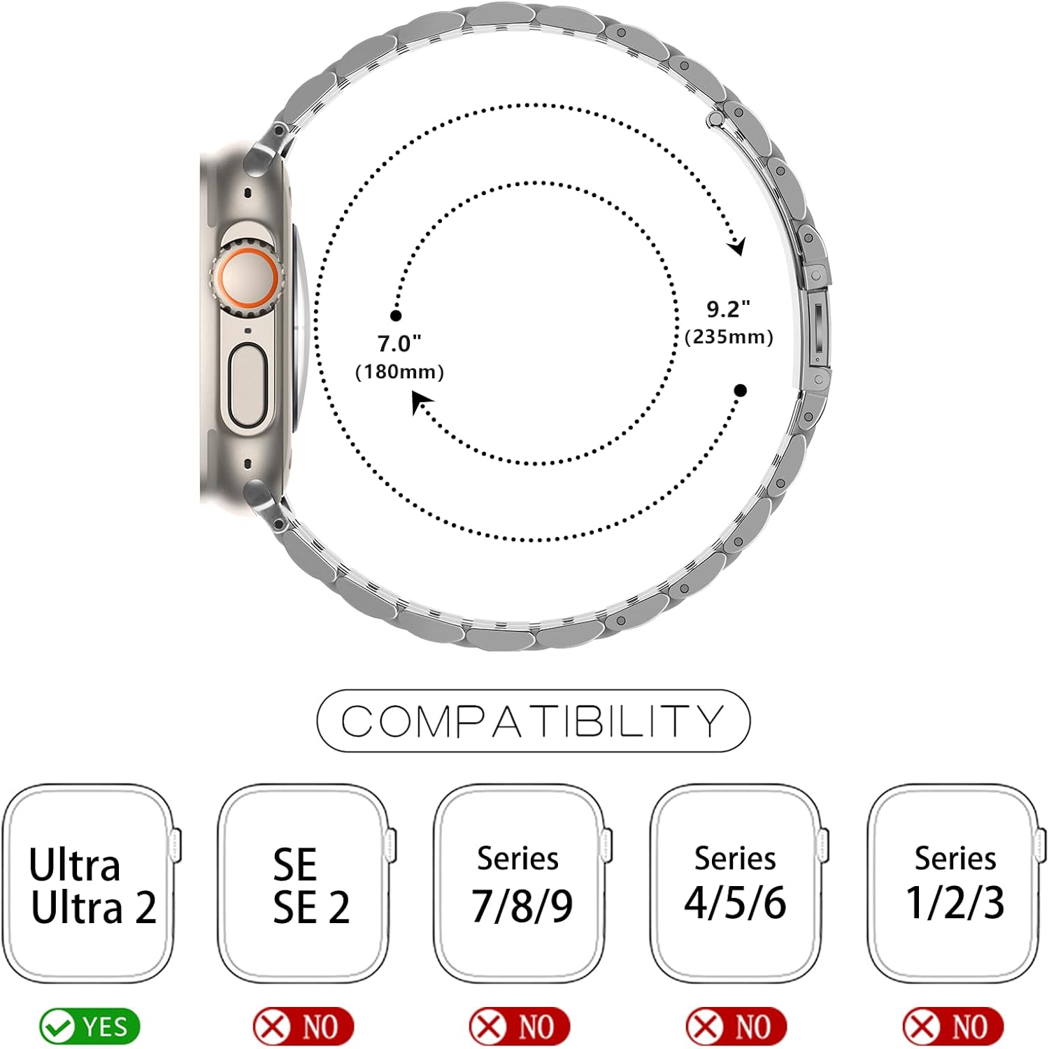 Tasikar Band Compatible with Apple Watch Ultra 3 Band 49mm, Men Women Strap Solid Stainless Steel Metal Bracelet Compatible with Apple Watch Ultra 2/1 49mm, Silver-Gold - Image 4