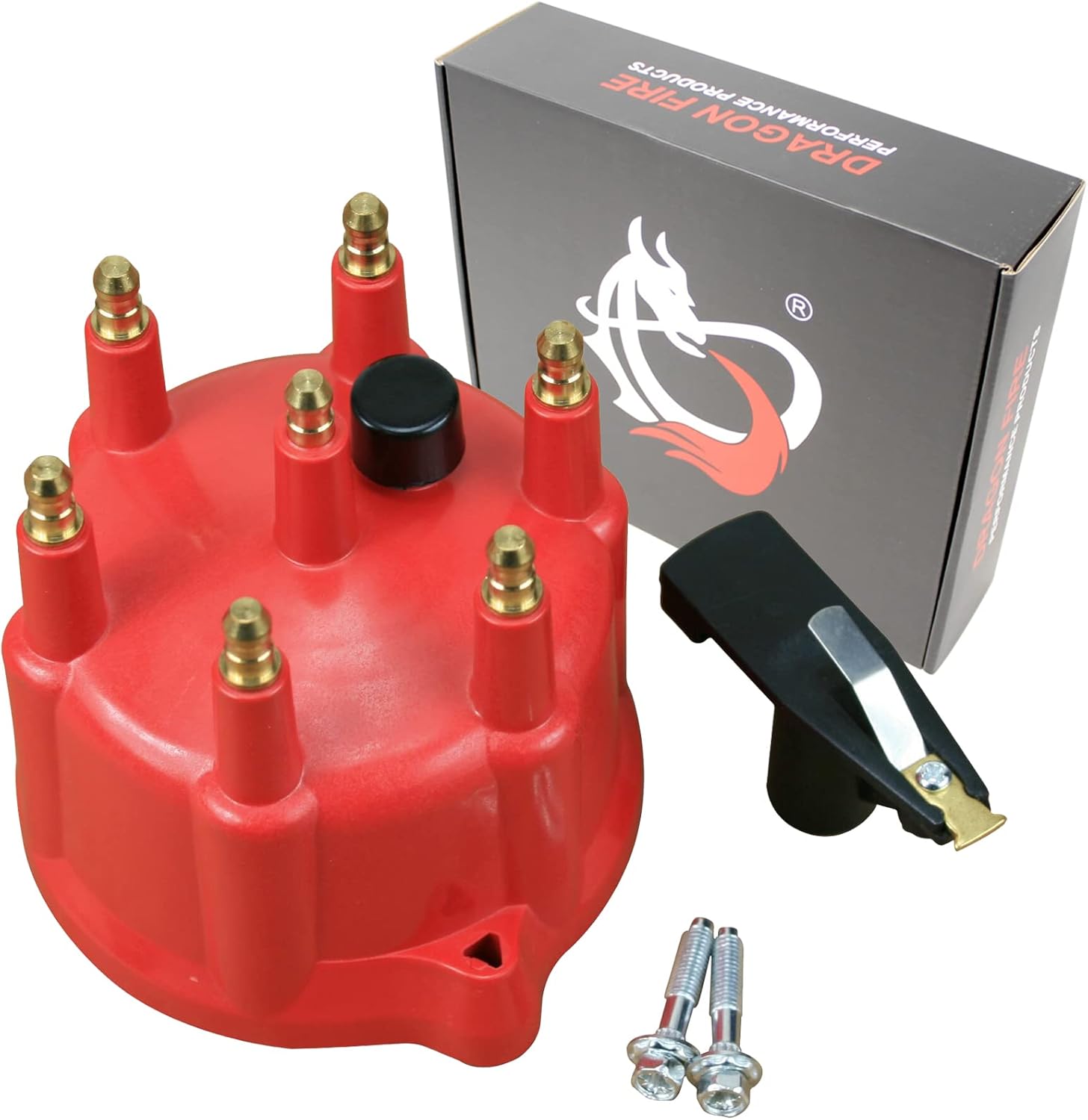 AIP Electronics Dragon FIRE Performance Brass Terminal Ignition Distributor Cap and Rotor Set Compatible with 1992-2003 Dodge 3.9L V6 OEM Fit CAP1048-R