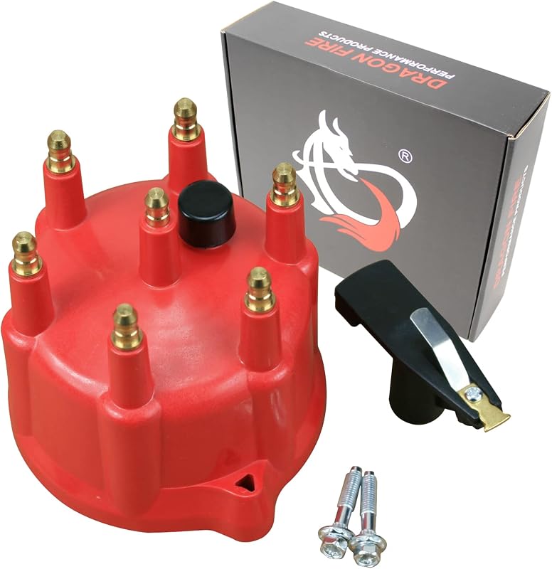 Dragon FIRE Performance Brass Terminal Ignition Distributor Cap and Rotor Set Compatible with 1992-2003 Dodge 3.9L V6 OEM Fit CAP1048-R