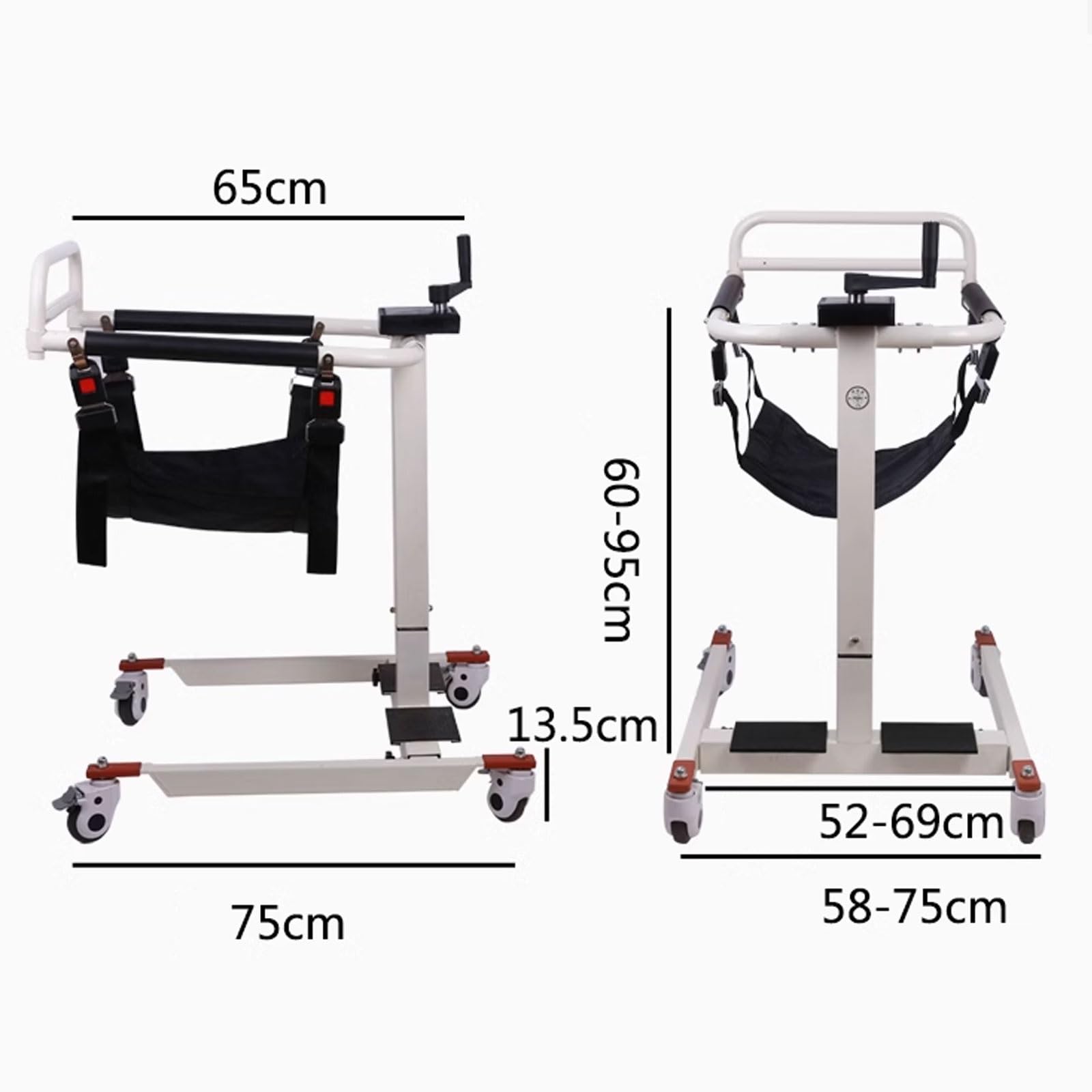 Silla de Traslado de Pacientes, Silla de Ruedas Portátil de Transferencia de Pacientes for El Hogar, Silla de Ducha de Baño, Ajustable en Altura y Ancho (Size : D)
