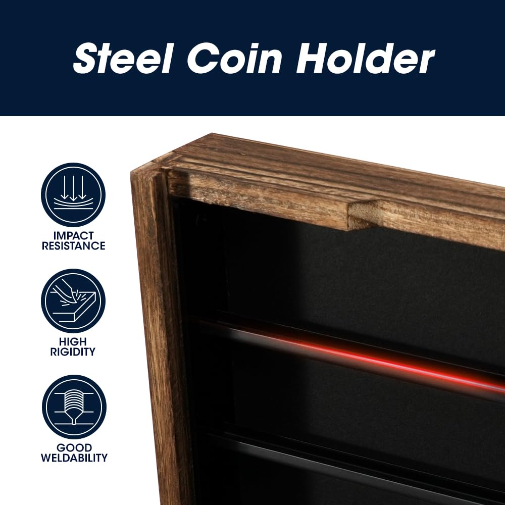 Military Challenge Coin Display Case 11X14IN Medal Shadow Box with HD Acrylic Glass, Wall Mount Coin Collection Holder for Casino Poker Chips - MK739A