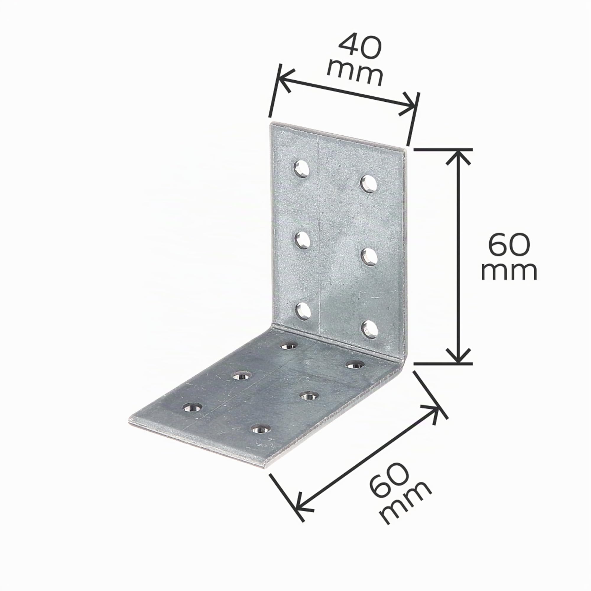 Alberts 846725 Équerre multi-trous | galvanisée Sendzimir | 60 x 60 x 40 mm | kit de 50