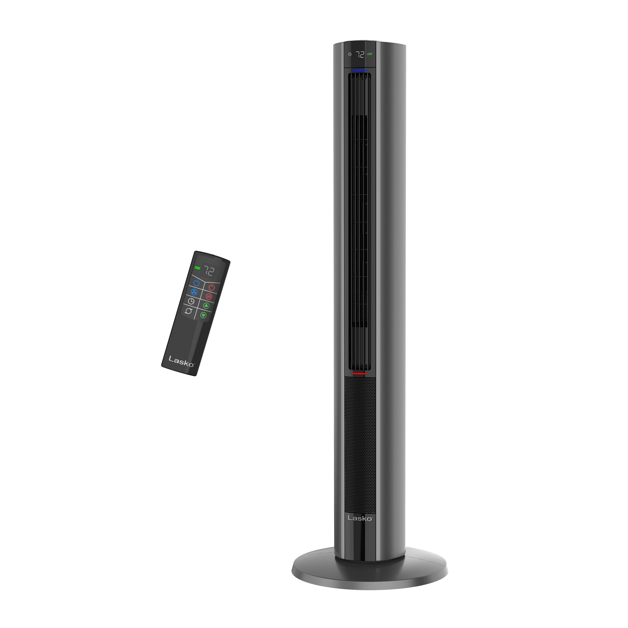 Lasko Oscillating All Season Tower Fan and Space Heater in One for Home with Adjustable Thermostat, Overheat Protection, 4 Fan Speeds, 3 Heat Settings and Remote, 42 Inches, 1500W, Gray, FH515