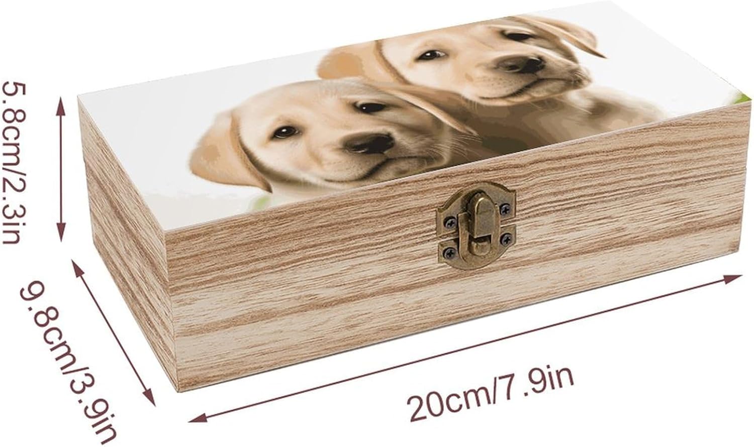 Funny Labrador Puppy Dog Wooden Box Wood Storage Box with Hinged Lid Rectangular Keepsake Boxes Vintage Table Organizer Decorative Container for Gift Packaging Toys Crafts image 2