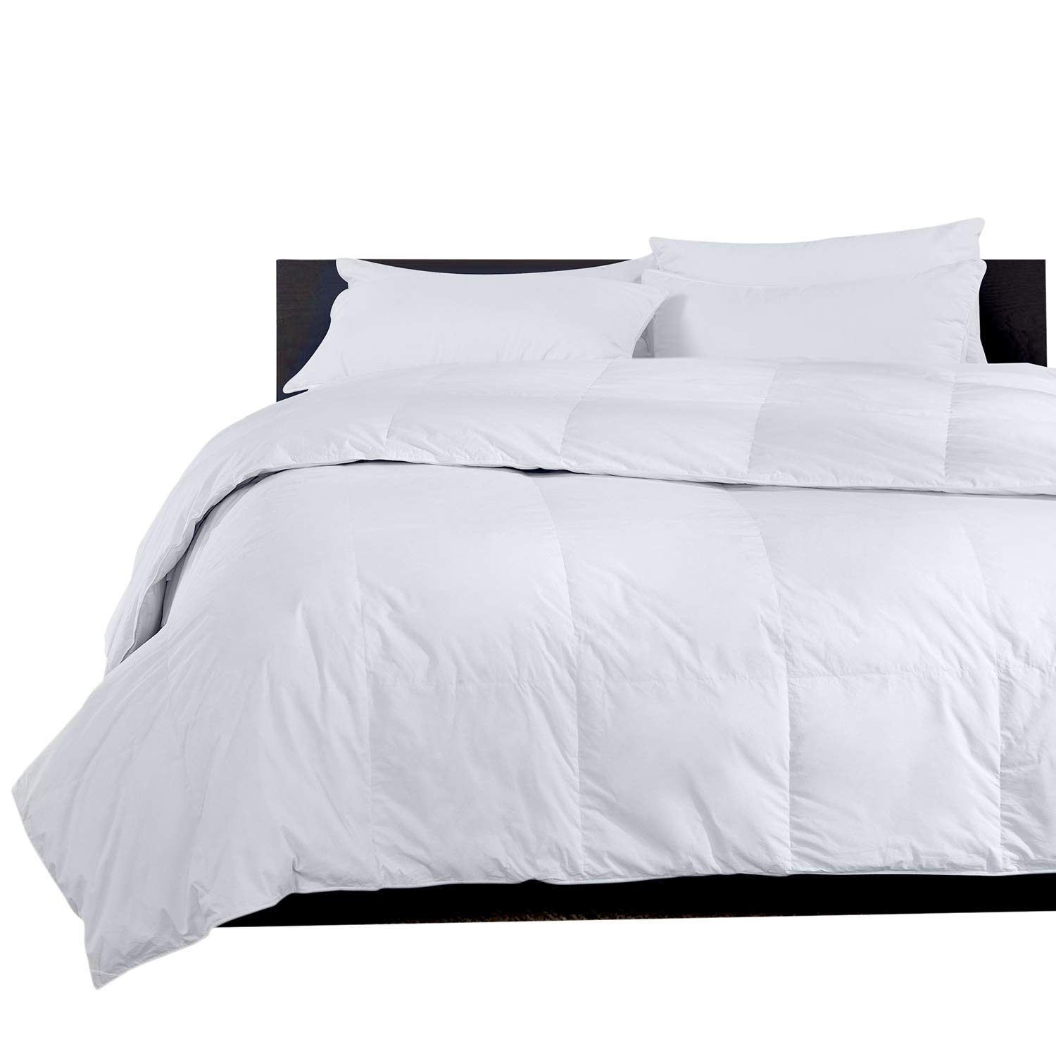 Kanak Bedding Luxurious Ultra Soft 1 Piece Box Stitched Goose Down Alternative Quilted Comforter 300 GSM 600 Thread Count 100% Pure Organic Cotton Solid (Full/Queen Lilac)