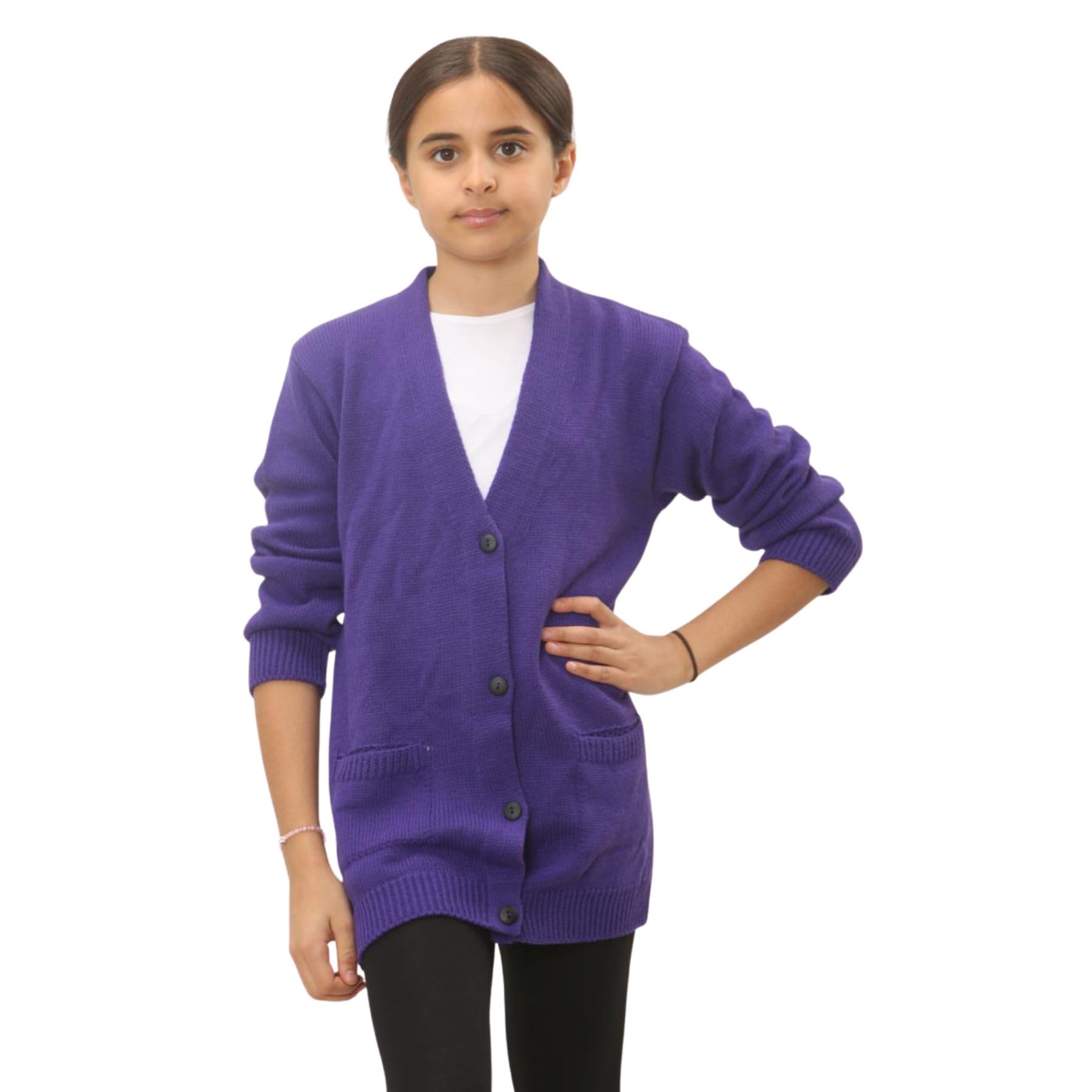 Cardigan a maniche lunghe con 4 bottoni, maglione per bambini con scollo a V in maglia fine, cardigan scolastico per ragazze e ragazzi con due tasche frontali, maglione leggero e casual