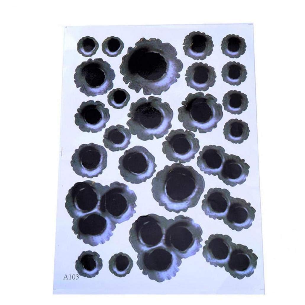 Byfri Black 1Pc 3D Bullet Hole Car Stickers Creative Car Motorcycle Scratch Decoration Decal Realistic Waterproof Bullet Hole Car Stickers