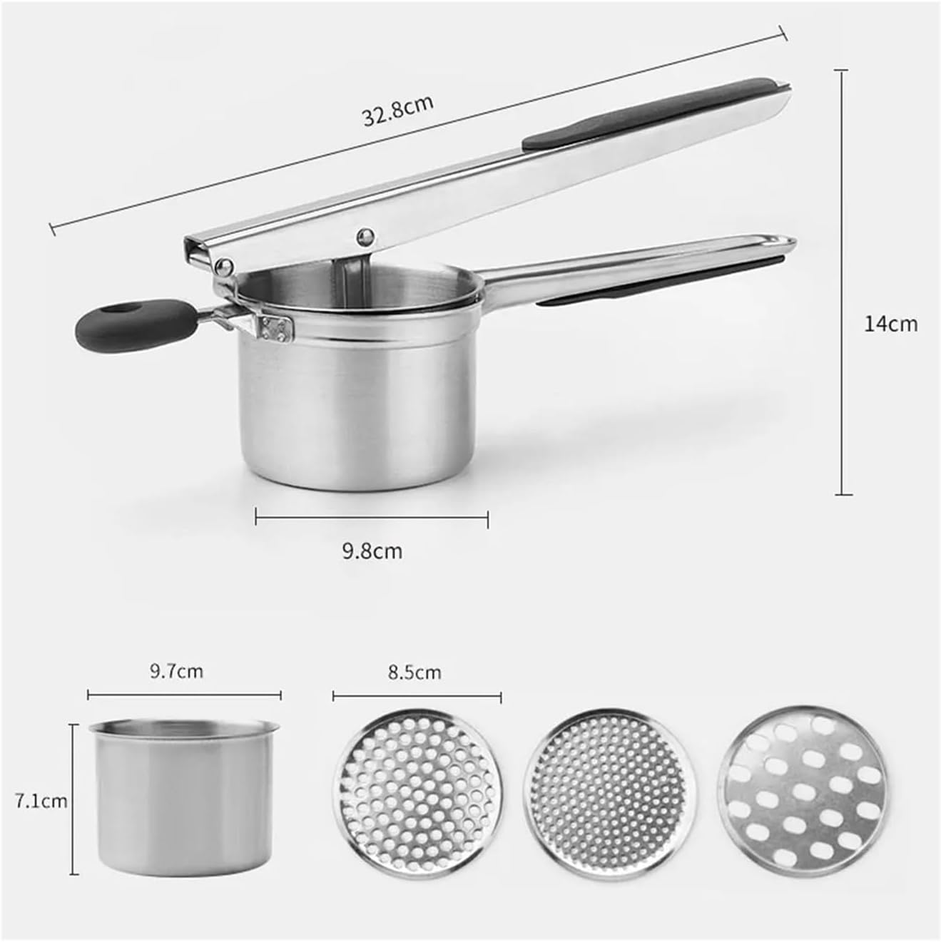 Potato Ricer 15 Oz With 3 Interchangeable Discs Manual Mash Masher