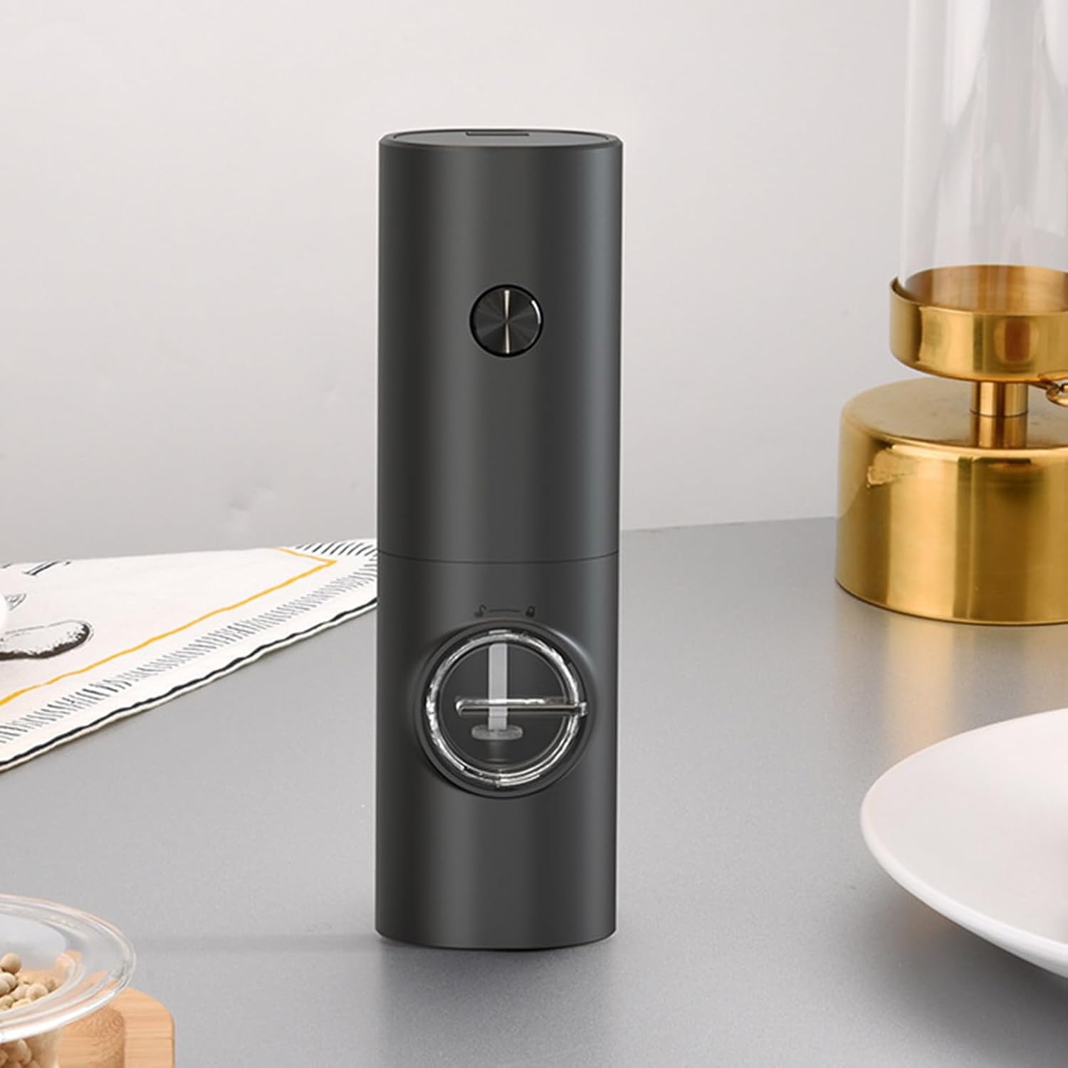 2Pcs Intelligent Salt and Pepper Grinder Set Automatic Mill with LED Light Adjustable Coarseness Electric Salt and