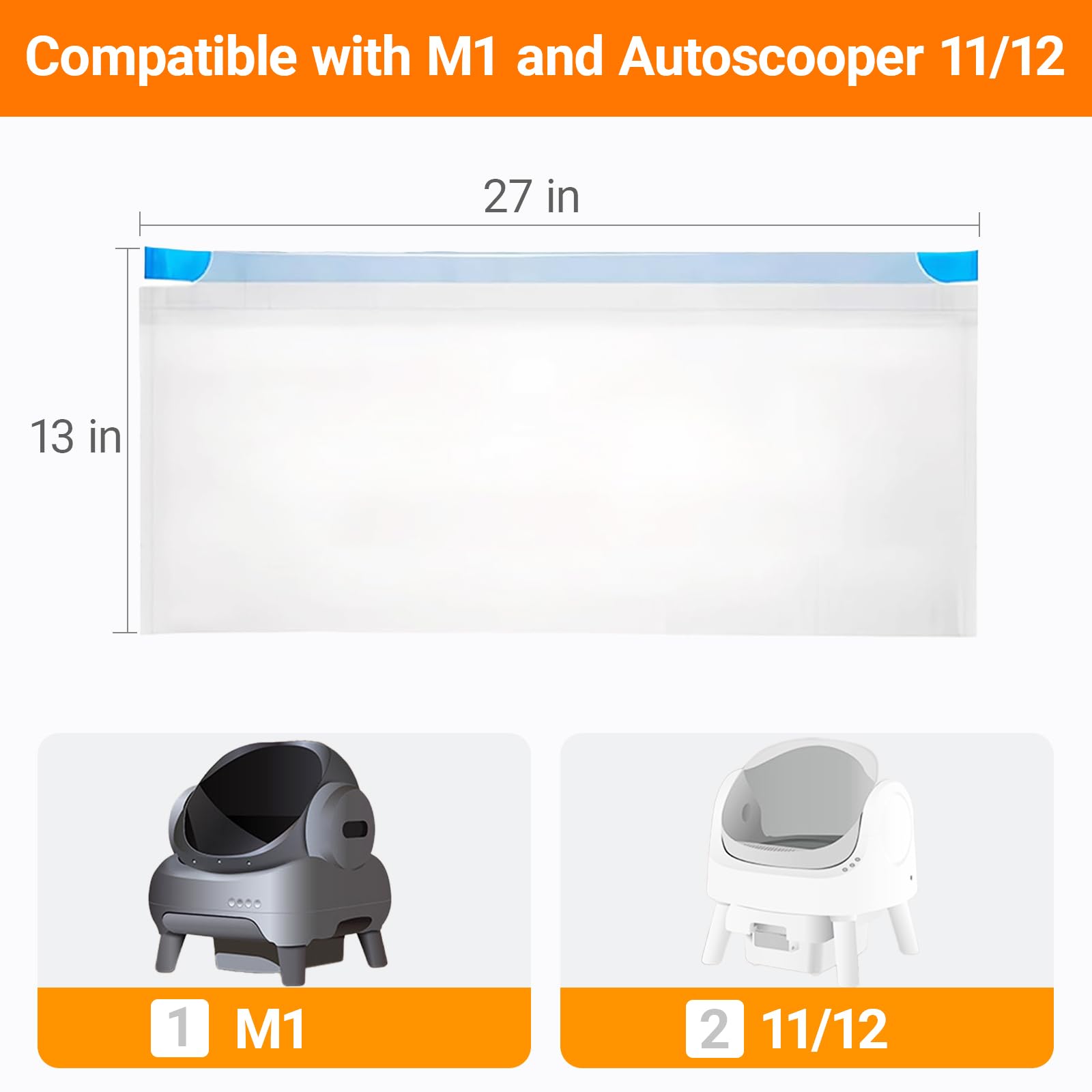 Bolsas de arena automáticas para gatos compatibles con Neakasa PetPivot y similar caja de arena abierta autolimpiante para gatos, 120 unidades, cordón resistente, a prueba de fugas, 27 x 13 pulgadas