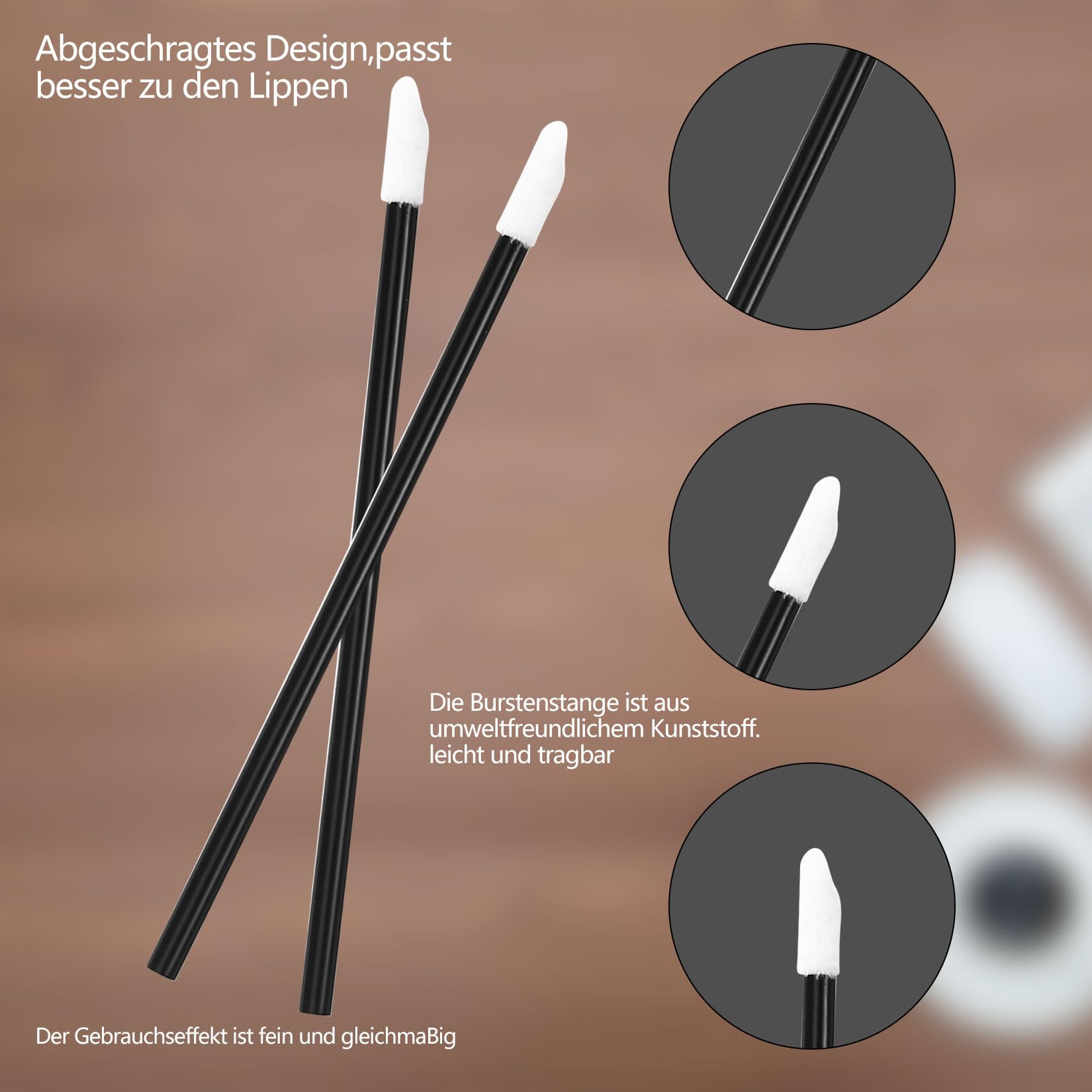 300 Pièces Pinceau à Lèvres, Applicateur de Rouge à Lèvres, Brosse à Lèvres Applicateur, Pinceaux de Maquillage pour Rouge à Lèvres - Noir