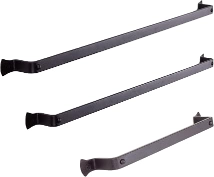 RTZEN Black Wrought Iron Small Medium Large Towel Holders 3 Pieces Set - Handcrafted Farmhouse Multipurpose Bars - 3 Matte Towel Bar Hangers for Home or Office - 12", 17" & 26" Wall Mounted Bars