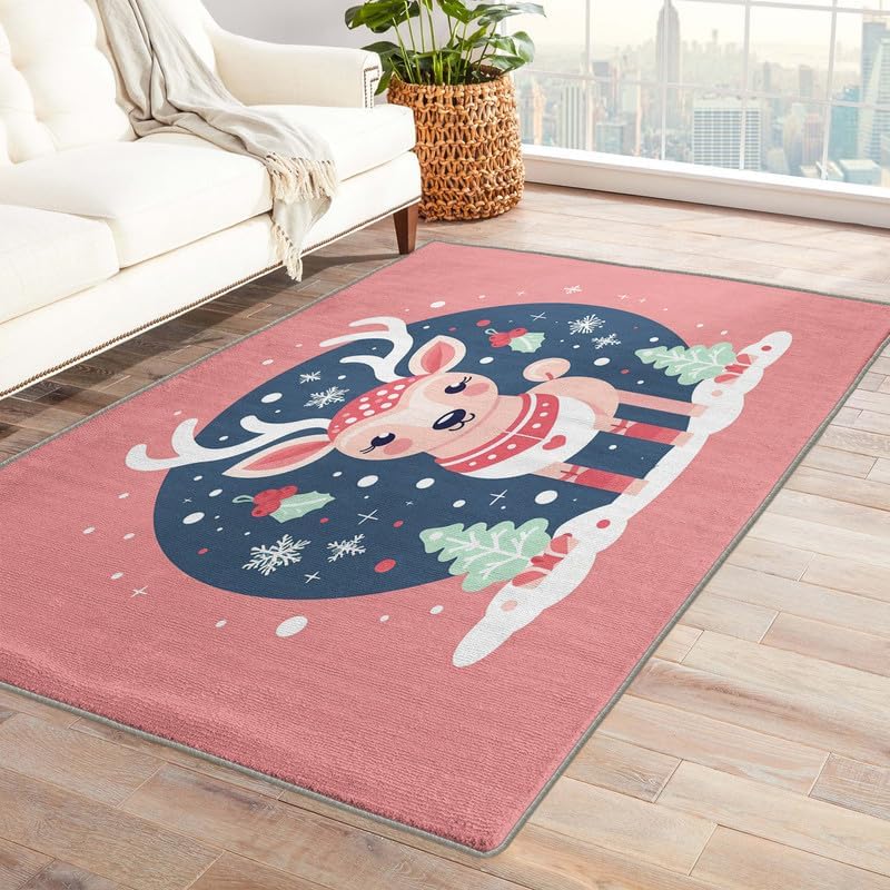 Miniatura 8 de Alfombras lavables para entrada, sala de estar, dormitorio, alfombra de ciervo y decoración del hogar, alfombra de área de puesta de sol de 2 x 3