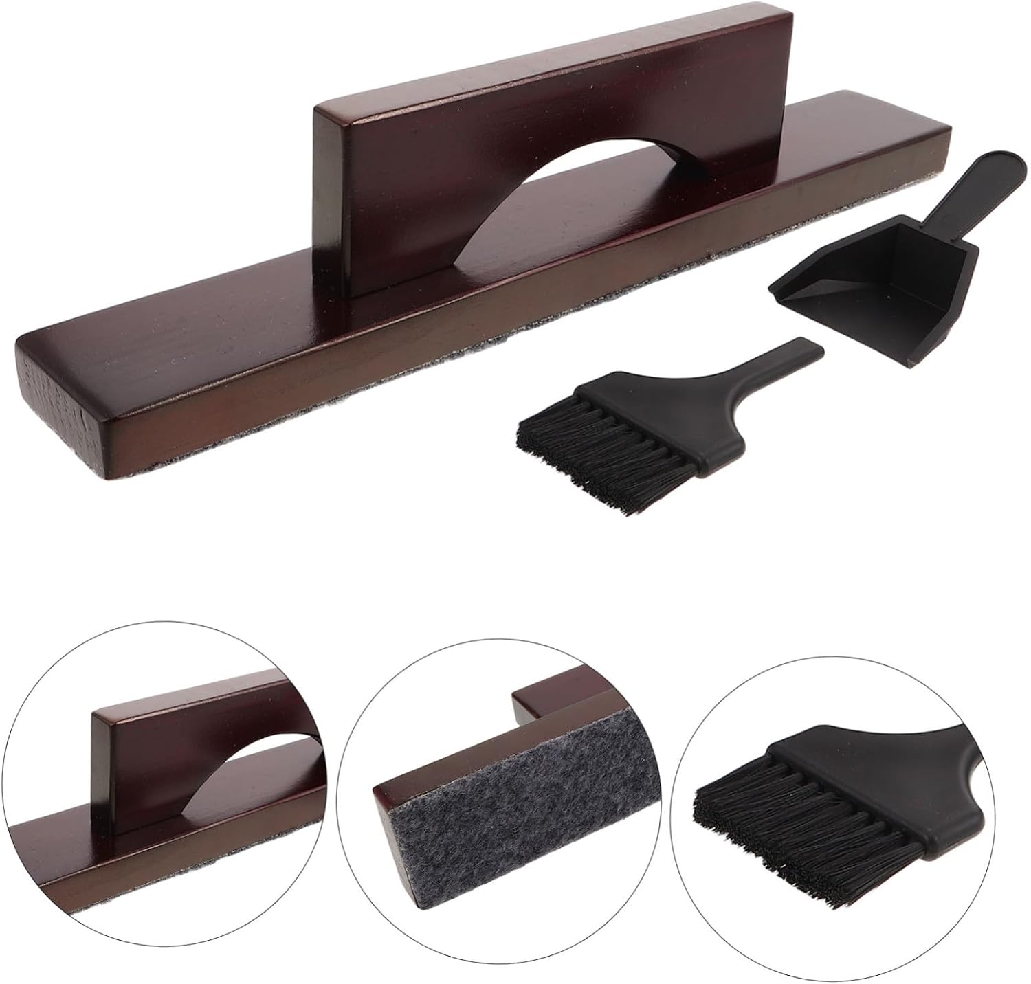 BESPORTBLE Shuffleboard Maintenance Brush Set with Sturdy Solid Wood and Plastic Construction, Lightweight Portable Broom and Dustpan for Household Game Rooms and Outdoor Shuffleboard