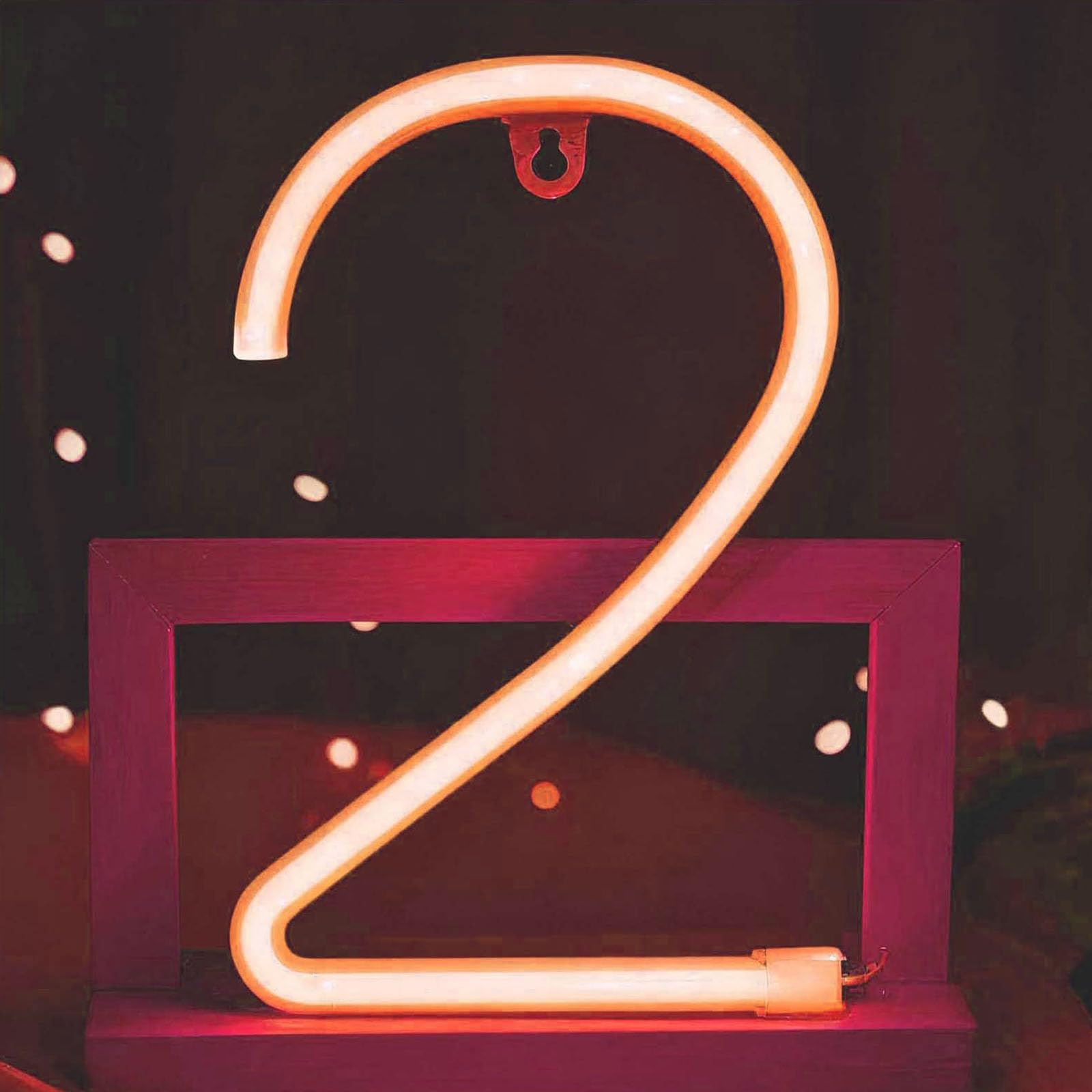 Custom Arabic Number Neon Sign - Dual USB/Battery LED Room Decor for Birthday Anniversary Home Office Lighting(No.2) — image 1
