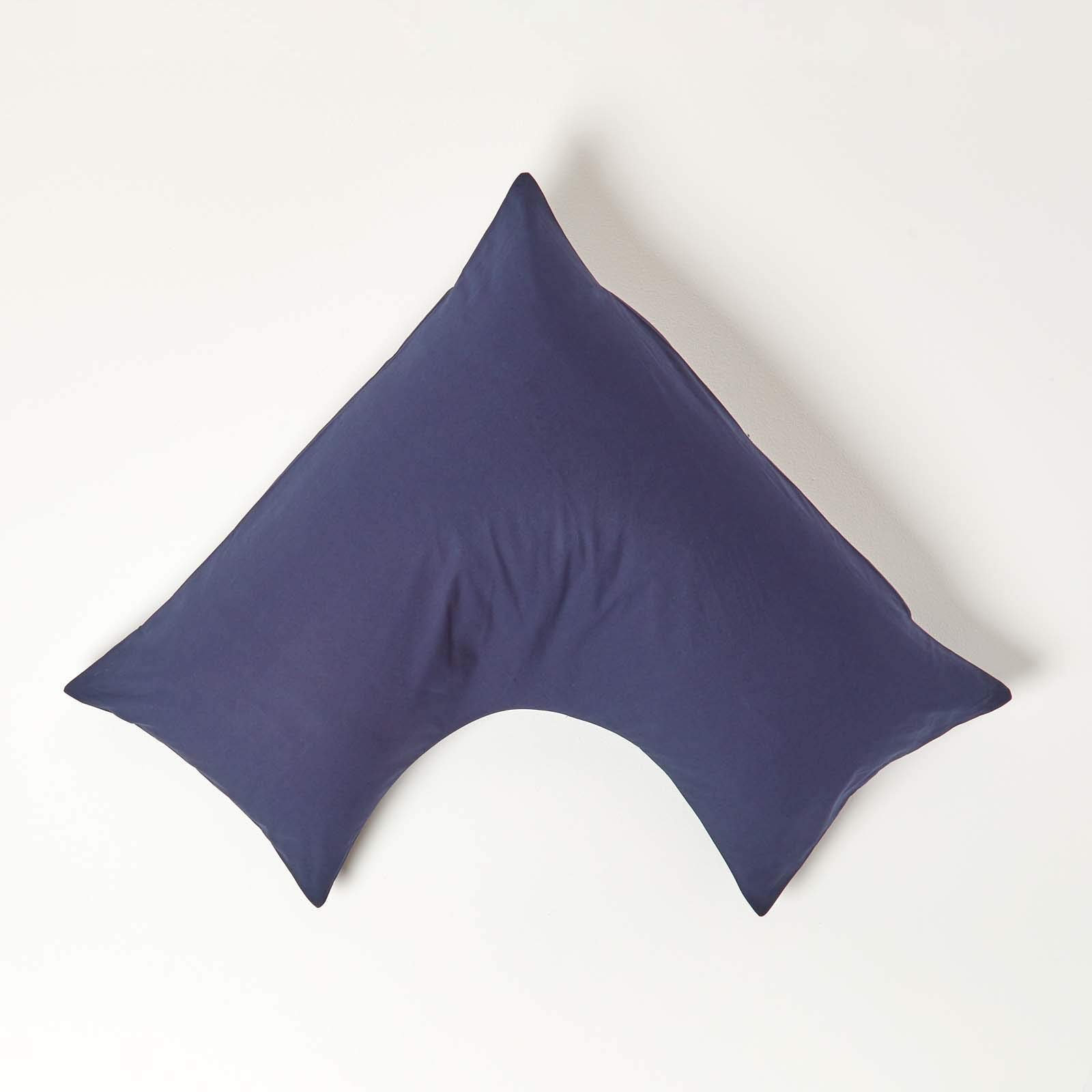 Homescapes (Navy ) Egyptian Cotton V Shaped Pillowcase 200 Thread Count Blue