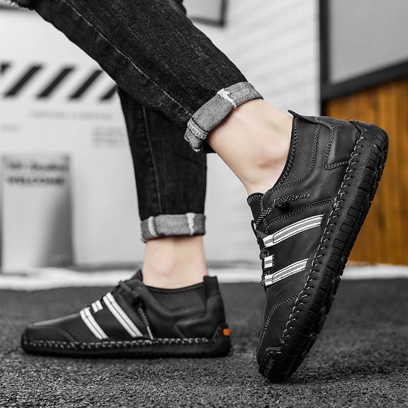 Men's Fashionable Flat Heel Lace-up Casual Shoes Comfortable Round Toe Soft Sole Oxford Shoes Men Low-top Breathable Shoes for Travel Party Driving2