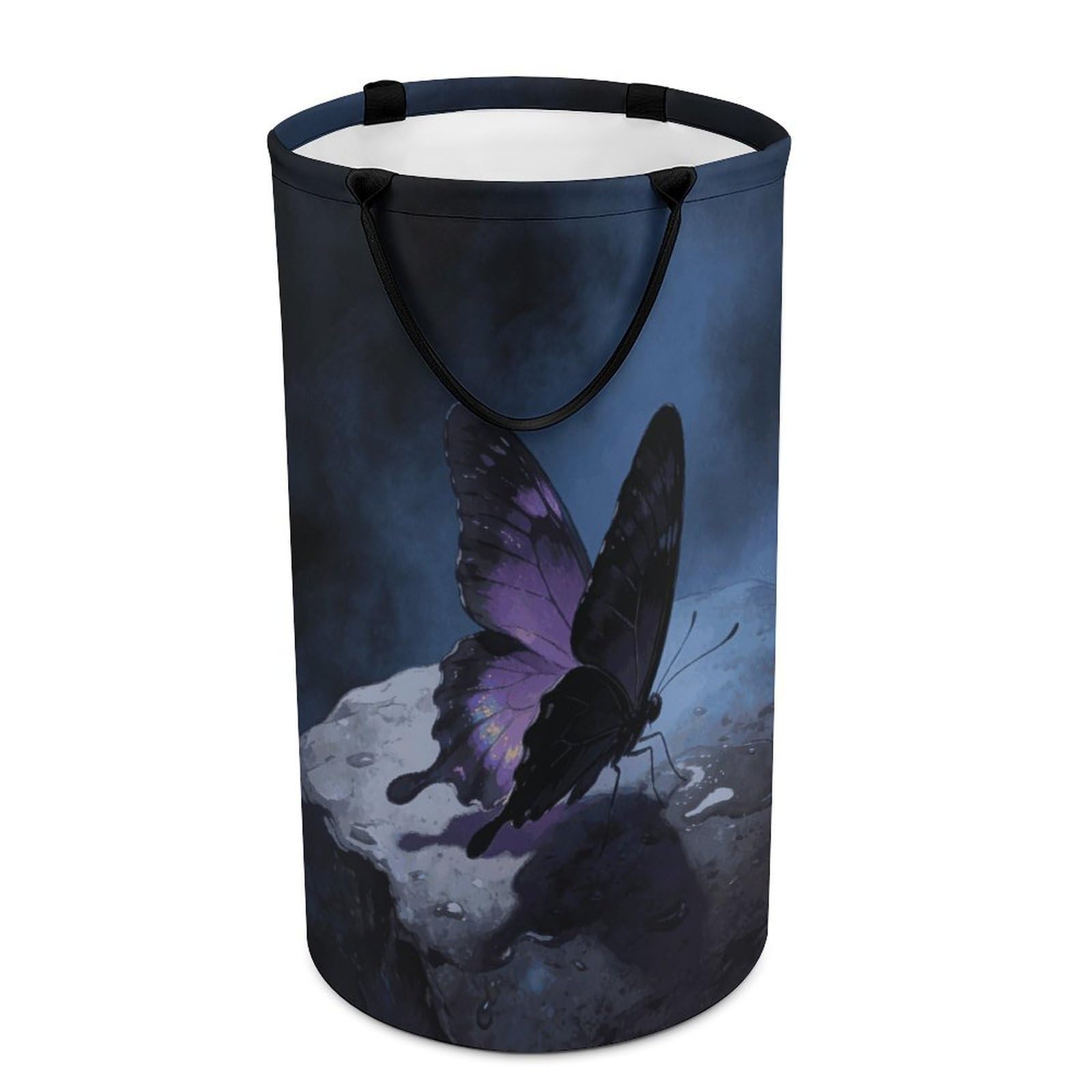 Fodpand Style Moody Butterfly Laundry Basket With Handle Foldable Laundry Hamper Narrow Laundry Bag For Bedroom, Bathroom, Laundry Room 15.7X27.2 In