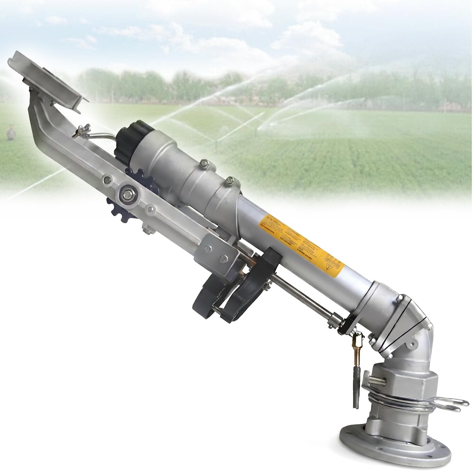 Irrigatore Agricolo da 2", Pistola A Spruzzo per Irrigazione con 5 Ugelli, Getto Dacqua Regolabile A 360° per Grandi Superfici, Irrigatore A Impatto per Cortile, Prato, Giardino
