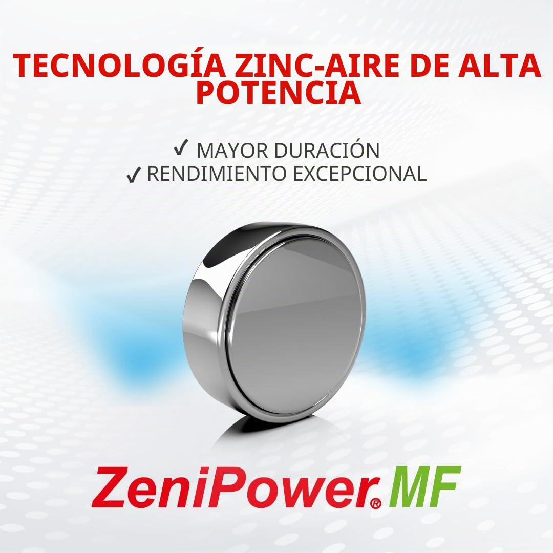 Pilas para implantes cocleares PR44 medida 675P, potencia constante y larga duración, pilas sin mercurio con tecnología zinc-aire (15 blísteres azules)