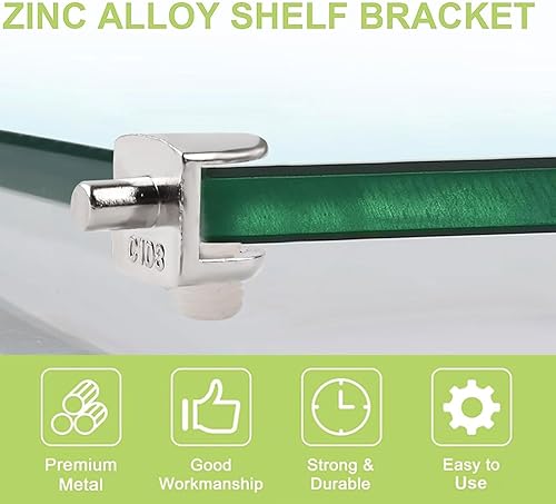 Miniatura 3 de Pinzas de soporte de vidrio para estante, 20 unidades, ajustables, sin marco, de aleación de zinc, acabado cepillado, con pasador, soportes para