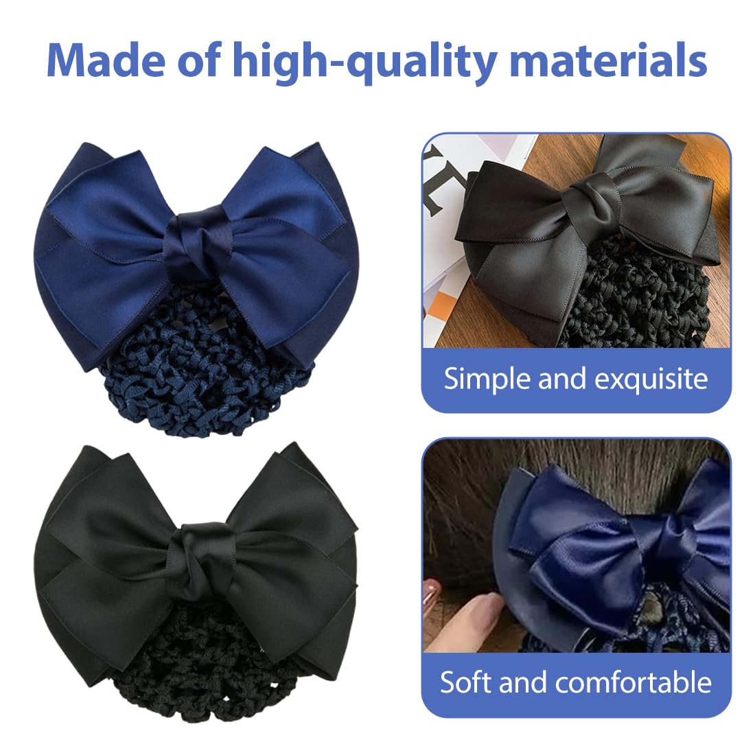 2 Pezzi Retina per Capelli Chignon, Fermaglio a Scatto Con Fiocco, per Acconciature da Balletto, Retine per Capelli Chignon, Fermaglio per Capelli a Scatto con Fiocco e Retina per Ragazze e Donne