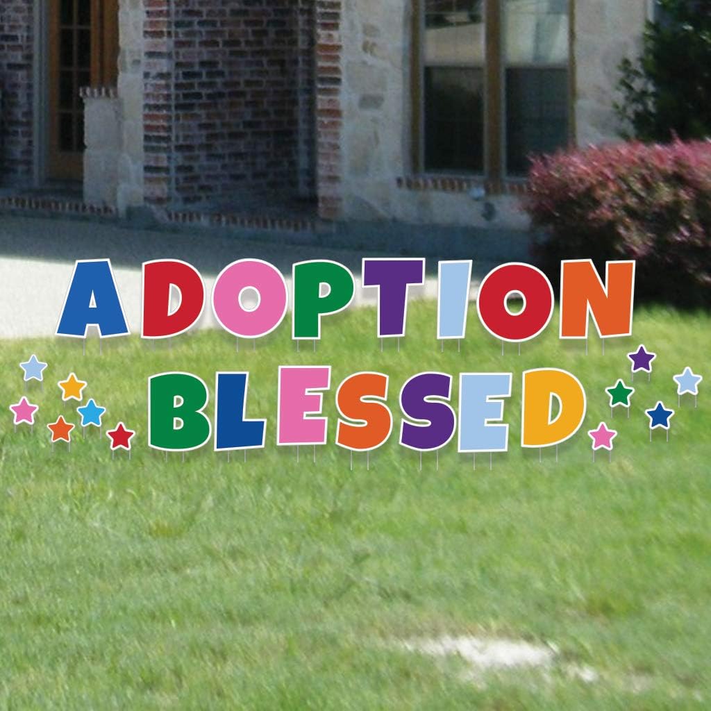 VictoryStore Yard Sign Decorations: Adoption Blessed Yard Sign Letters - Adoption Party Decorations